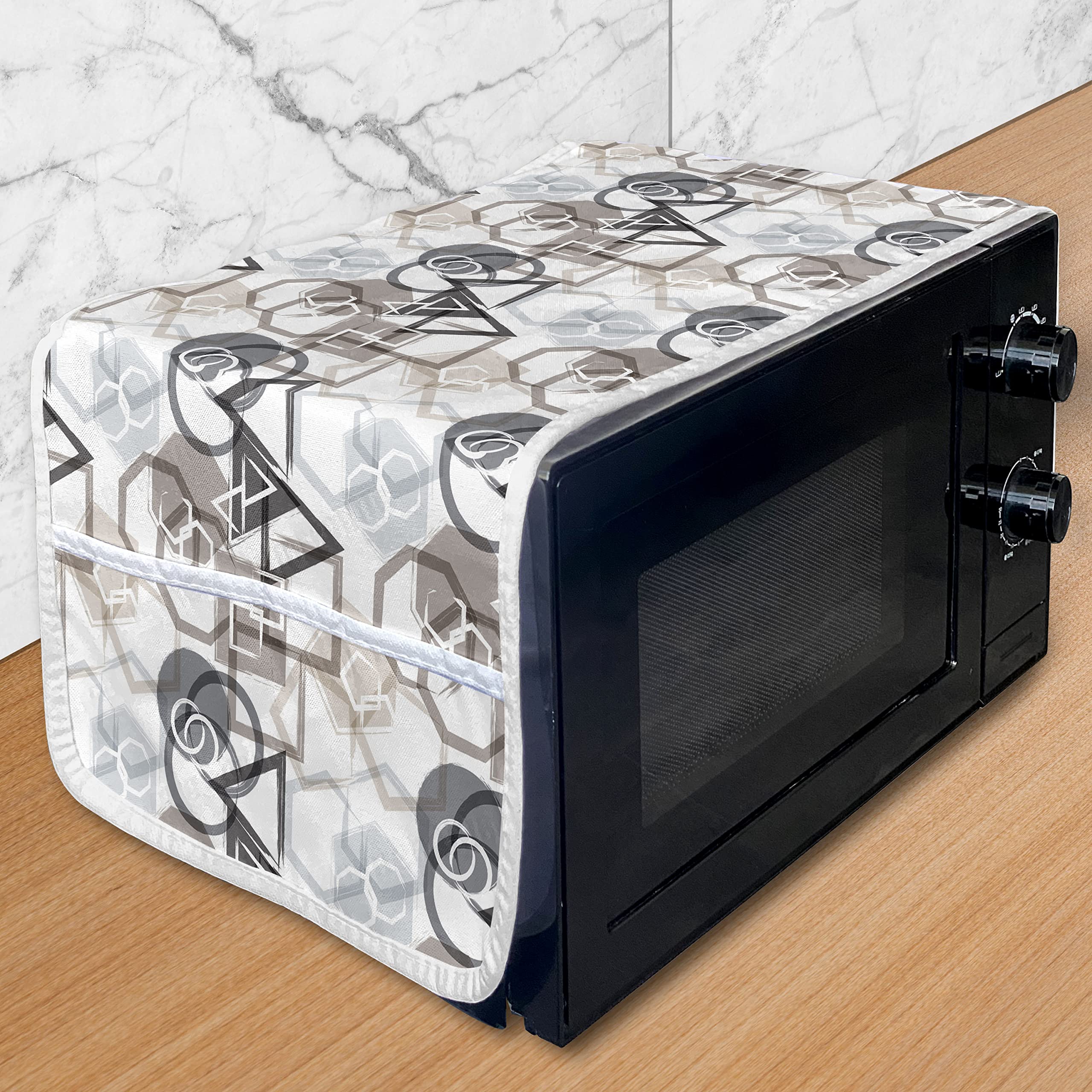 Ambesonne Modern Abstract Microwave Cover - Waterproof Kitchen Organizer with Pockets, 36