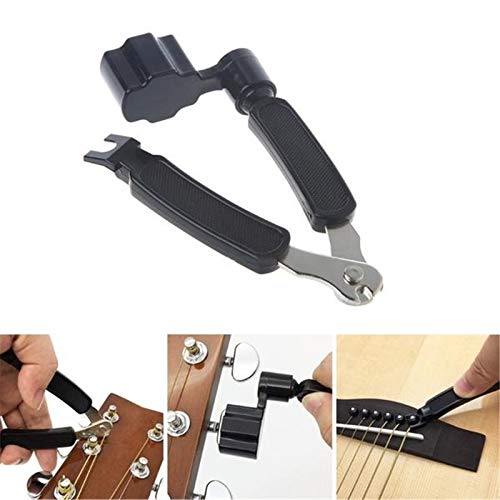 Vilihkc 3-in-1 Guitar String Winder, Cutter & Pin Puller Tool - Professional Guitar Accessories for String Changing & Maintenance (Black) - Perfect for Acoustic & Electric Guitar Players, Music Enthusiasts & Repair Shops