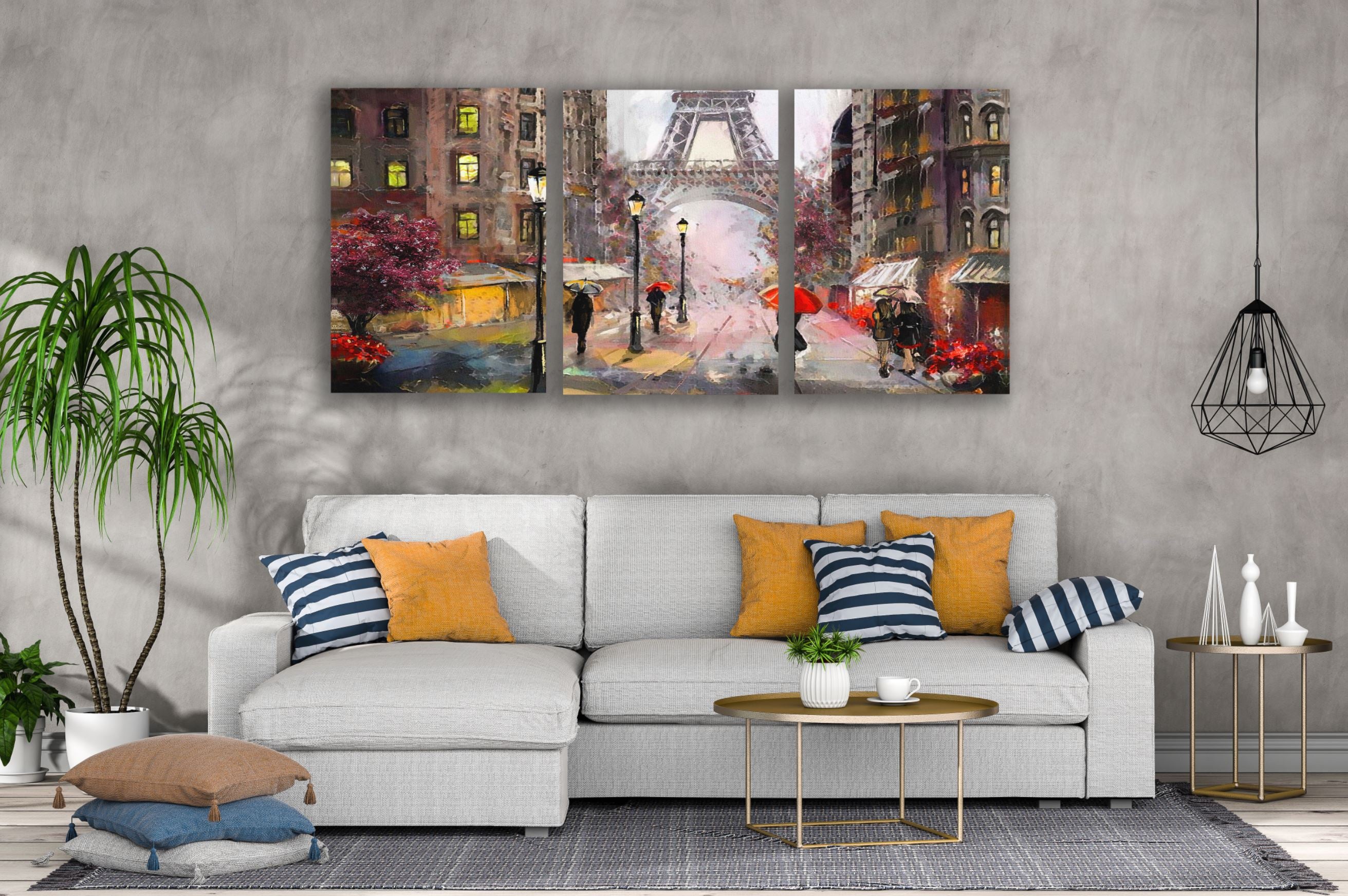 3-Piece Eiffel Tower Watercolor Painting Set - High Quality Canvas Wall Art Prints | 100% Australian Made | Ready to Hang | Perfect for Living Room, Bedroom & Office Decor