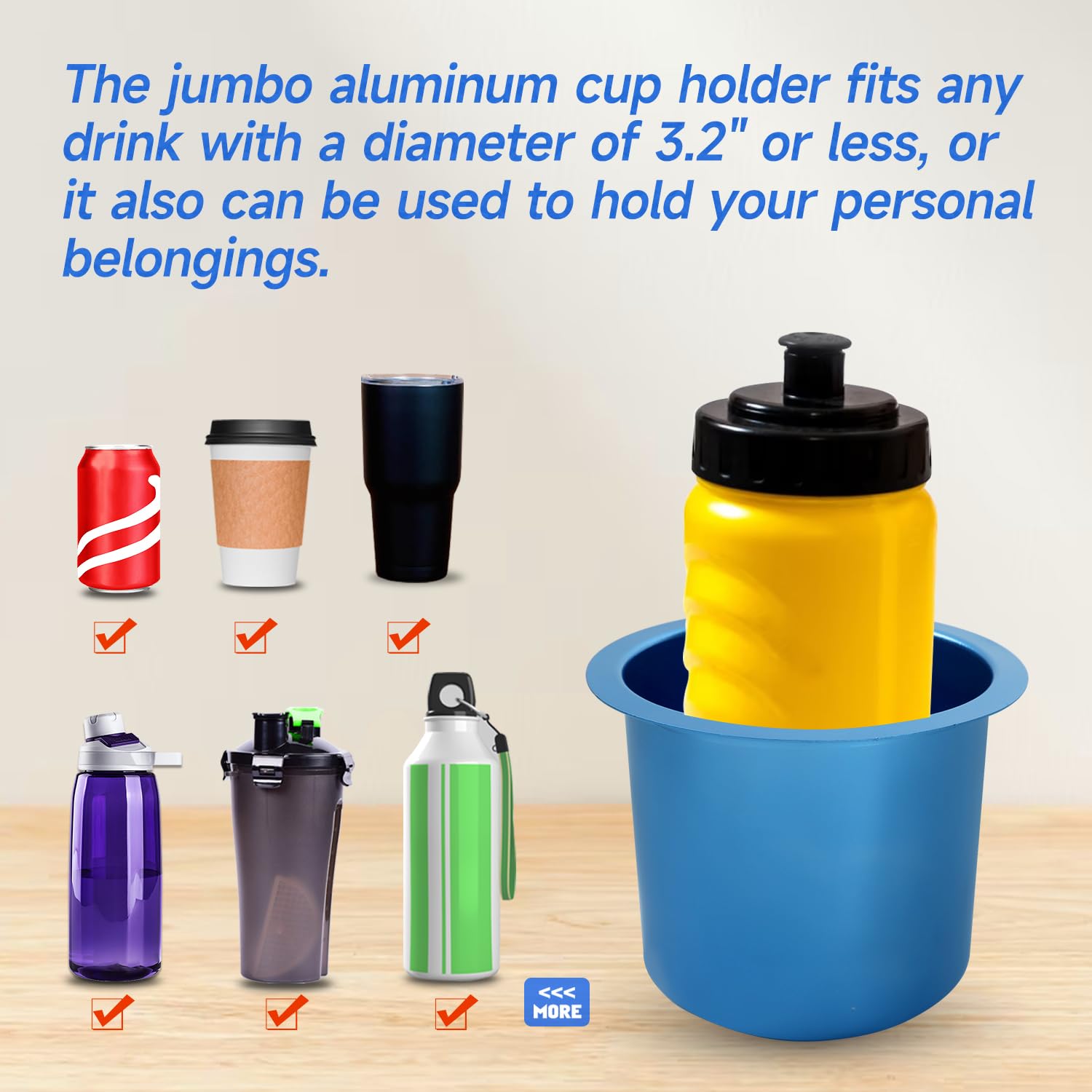 GSE Games & Sports Expert Jumbo Aluminum Cup Holder - 10 Pack Blue Drop-in Drink Holder for Casino Poker Tables, Office Desks, Boats, RVs, Cars & Trucks - Perfect for Parties, Tailgating & Outdoor Events