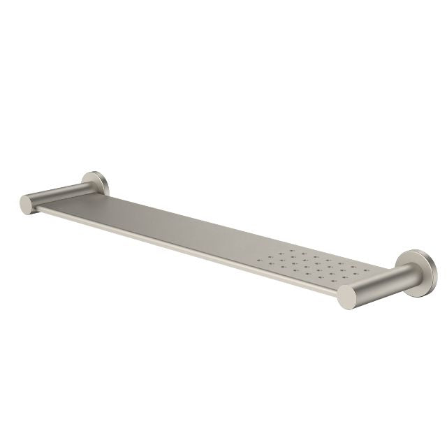 Caroma Liano II Bathroom Shelf - Brushed Nickel Finish | Wall Mounted Storage Organizer for Towels & Toiletries | Perfect for Small Bathrooms & Powder Rooms