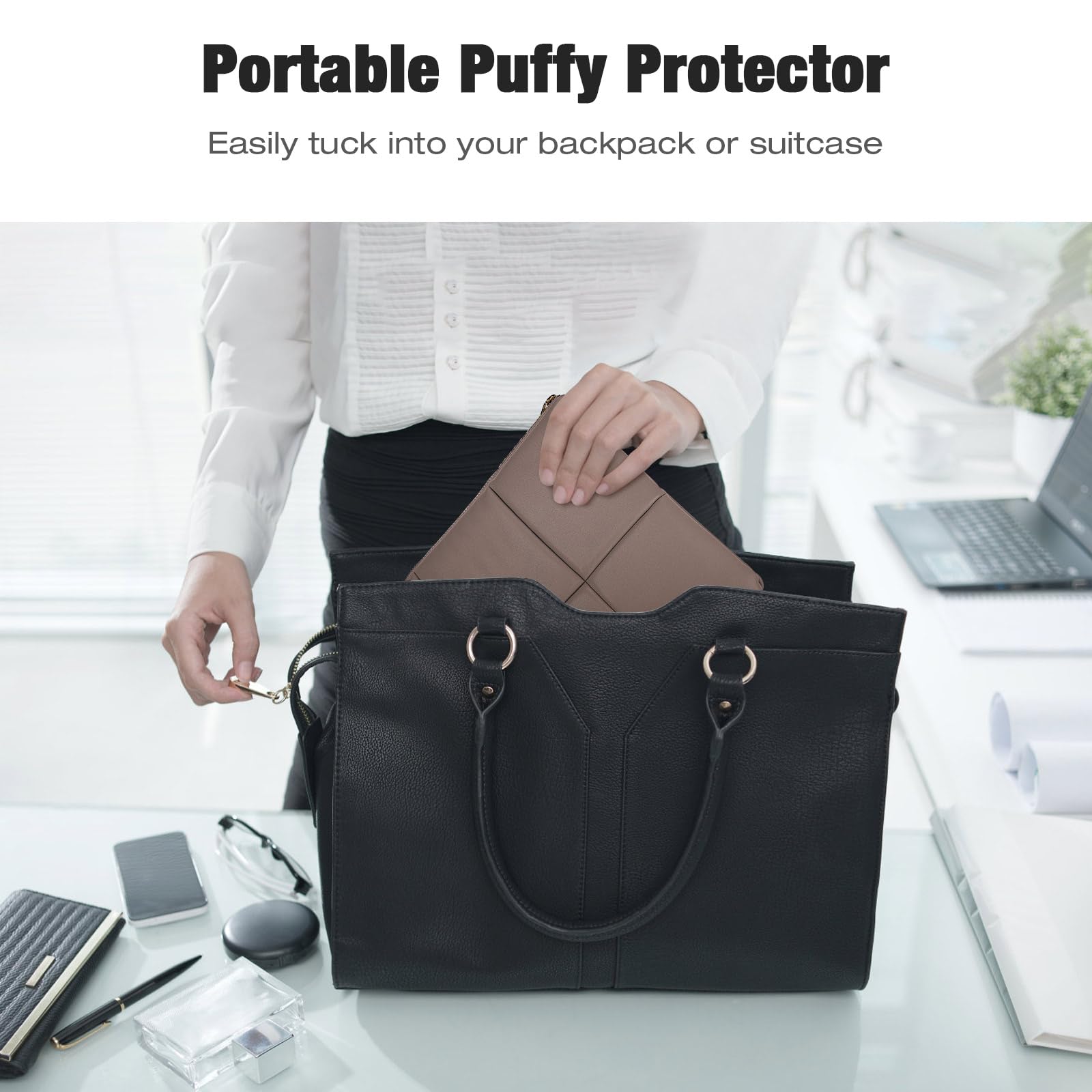 MoKo 11 Inch Tablet Sleeve Case - Premium PU Leather Protective Cover for iPad Pro 11 (M4/M2), iPad Air 10.9 (5th/4th Gen), iPad 10th Gen 10.9 - Built-in Elastic Band, Puffy Design - Perfect for Work, School & Travel (Coffee Brown)