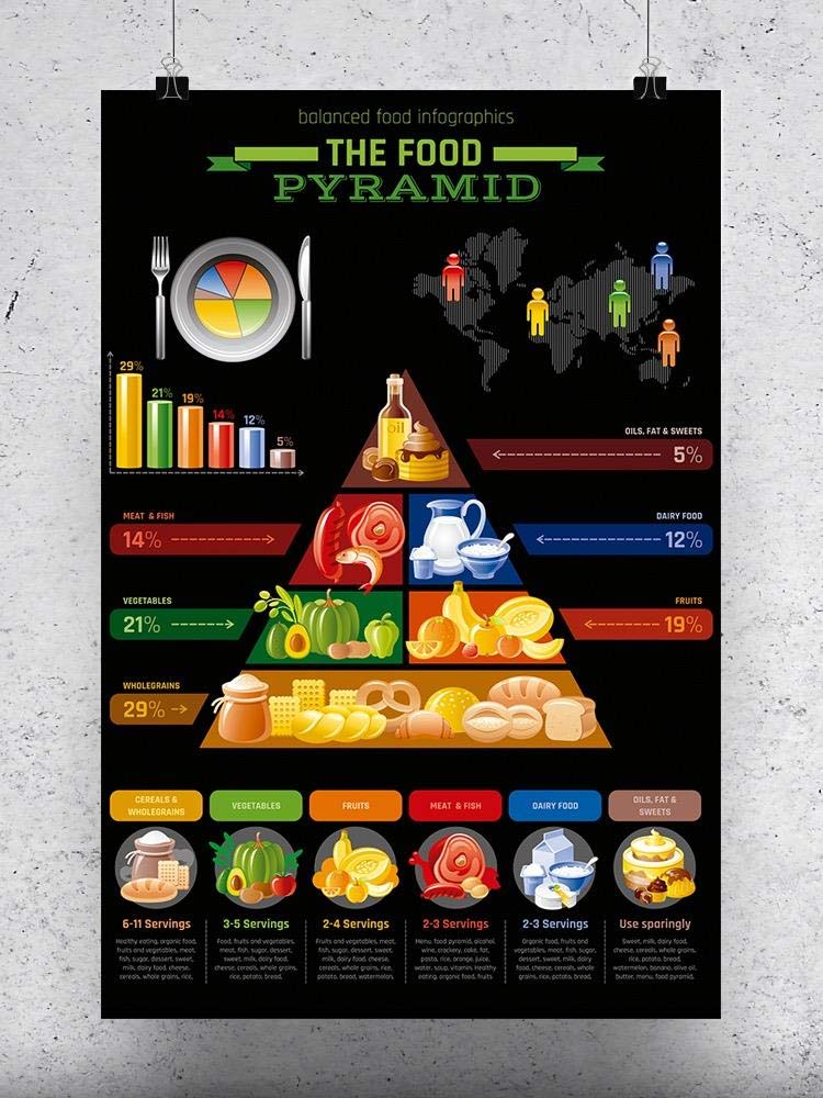 Balanced Nutrition Food Chart Poster - Healthy Eating Guide for Kids & Adults - Perfect for Classrooms, Kitchens & Offices