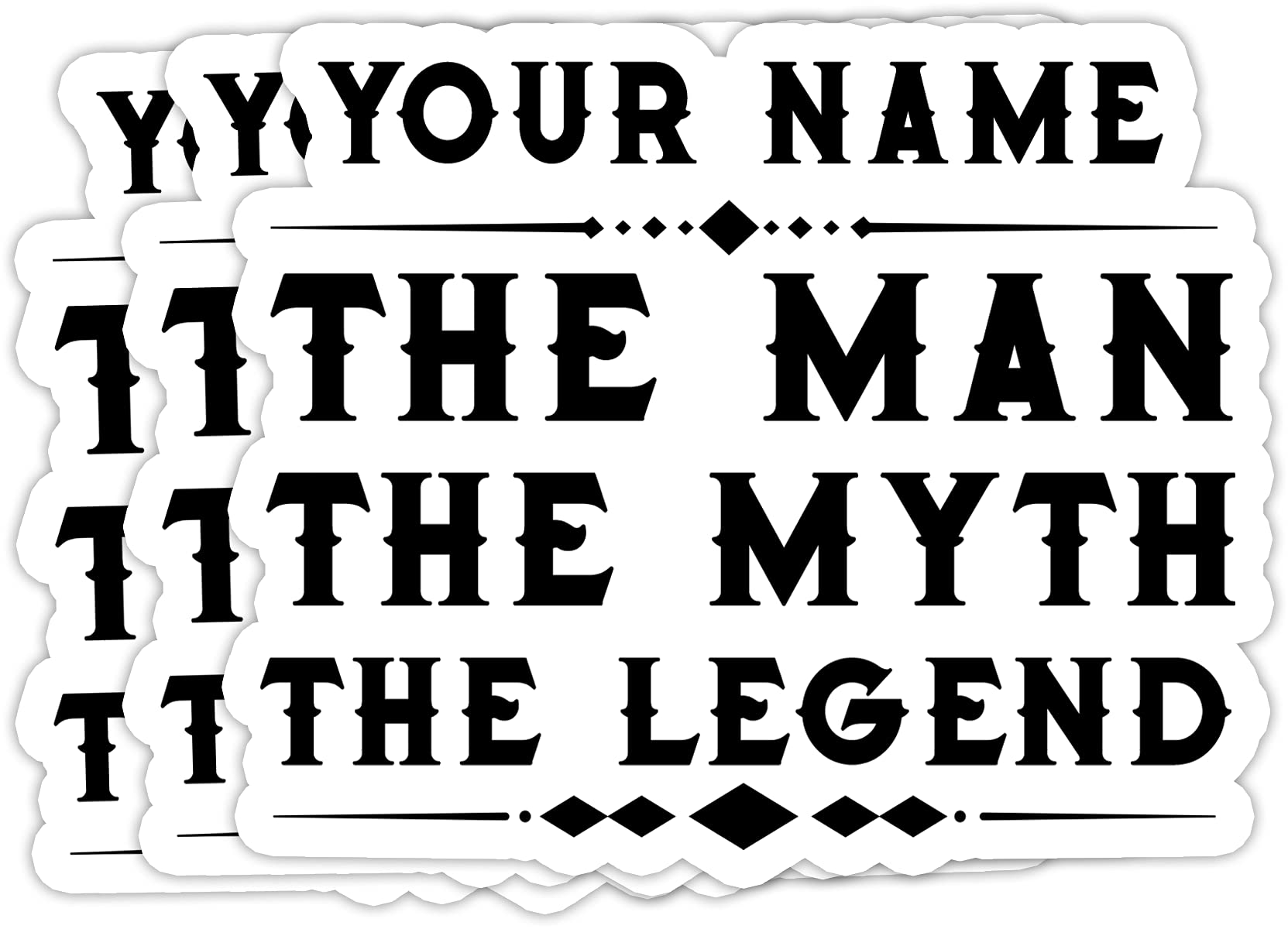 Custom Name 'The Man The Myth The Legend' Vinyl Stickers - Personalized 3x4 Inch Decals for Notebook, Luggage & Bike - Unique Gift for Men, Boys, Teens & Adults - Pack of 3 Durable Waterproof Stickers - Perfect for DIY Projects, Gifts & Personalizing Belongings