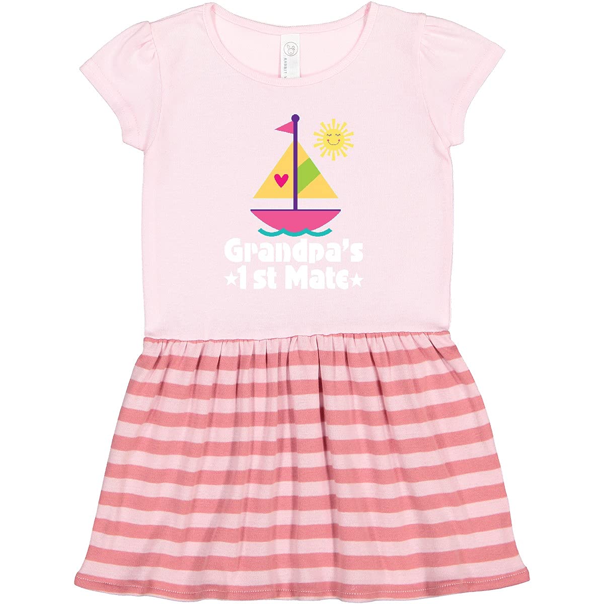 Inktastic Grandpas First Mate Girls Pink Sailboat Toddler Dress - Cute Nautical Outfit for Beach, Cruise & Summer Vacations