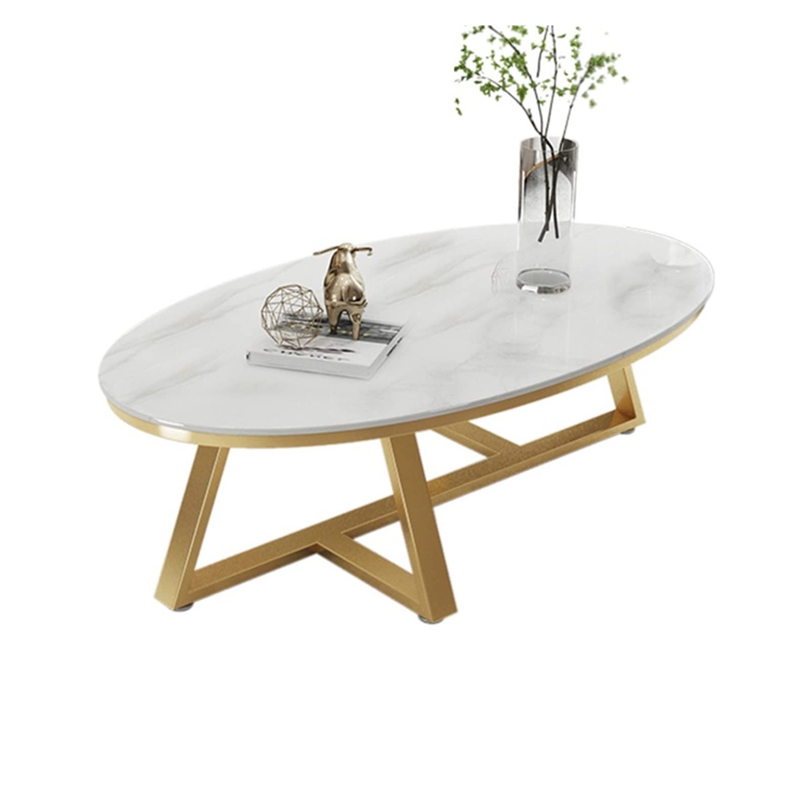 Modern Oval Side Table - 100x50x45cm Small End Table/Coffee Table for Living Room, Apartment - Minimalist White Tea Table - Perfect for Small Spaces, Reading Nook & Coffee Break Corner