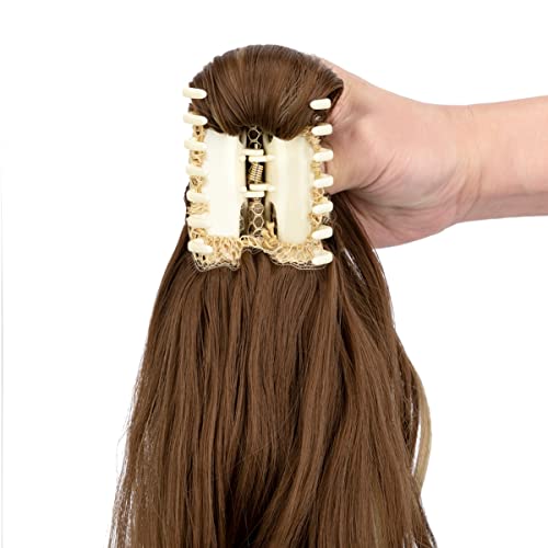 Clip-in Ponytail Hair Extension with Claw Clip - Natural Looking Hairpiece for Instant Volume & Length - Perfect for Parties, Weddings & Everyday Styling