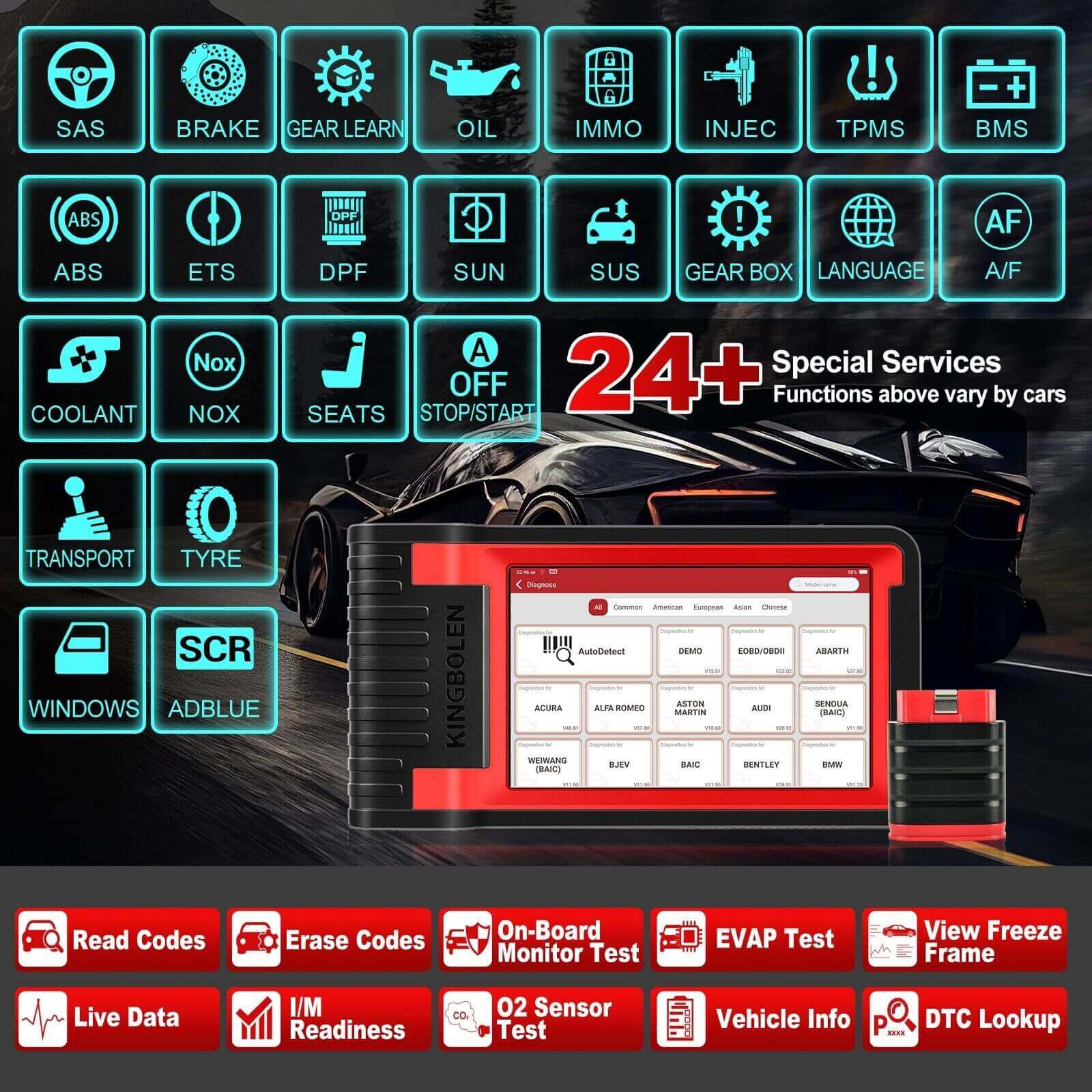2025 KINGBOLEN K8 IMMO All System Car Diagnostic Tool - OBD2 Scanner with Key Programming, ECU Coding & Anti-Theft Functions | 24 Reset Services + 2 Years Free Updates | Perfect for Auto Repair Shops & DIY Mechanics