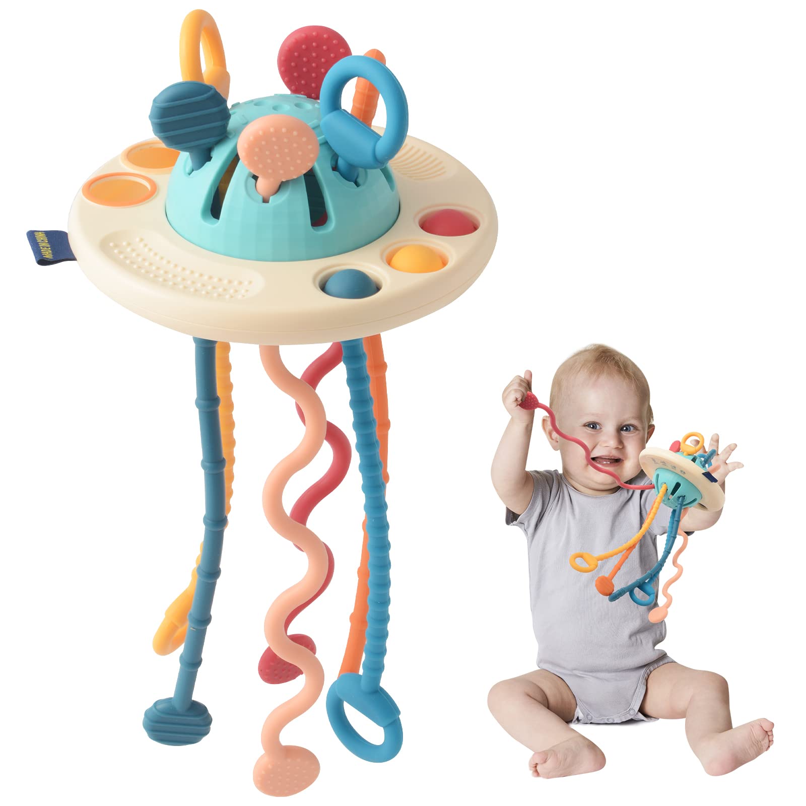 Montessori Sensory Toys for 3 Year Old - Silicone Pull String Interactive Learning Toys for Toddlers 24-36 Months | Airplane Travel Toys, Early Development Gift for Babies | Perfect for Home Play, Preschool Education & Long Flights