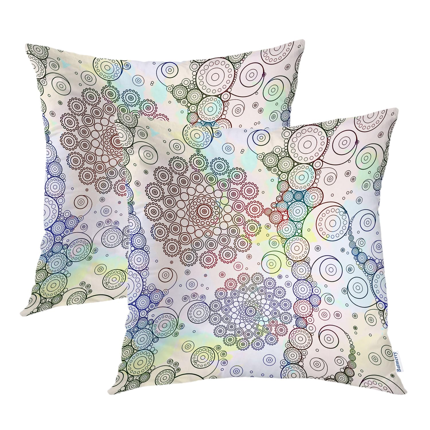 Batmerry 16x16 Inch Blue Abstract Floral Decorative Pillow Covers - Set of 2, Double Sided Throw Pillow Cases for Sofa, Bed & Living Room Decor - Vibrant Colorful Spot Design Home Accent Cushion Covers