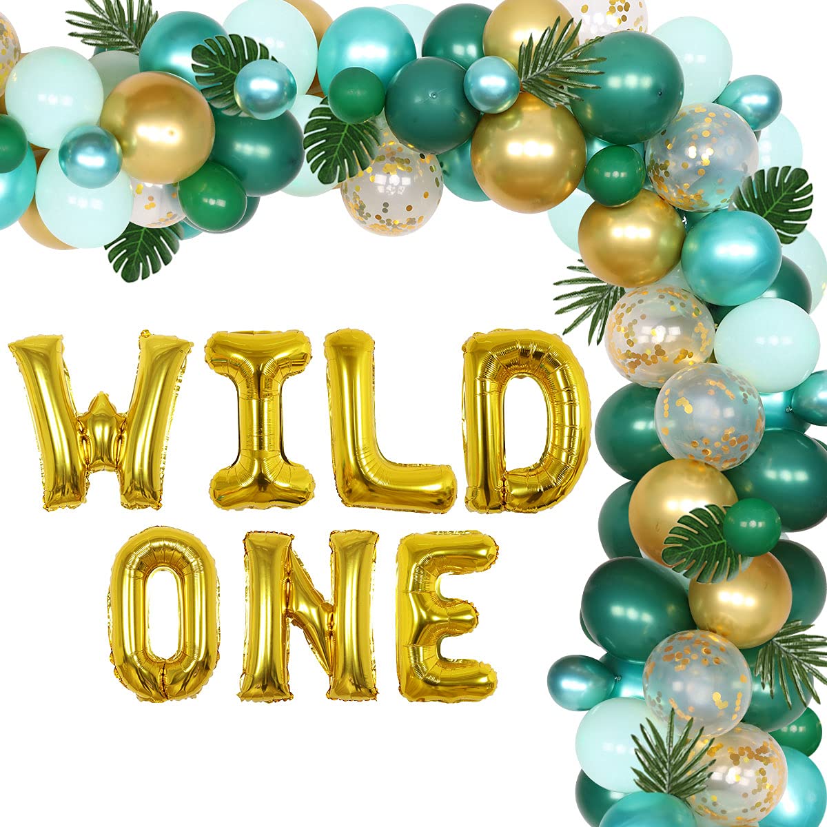 Wild One Birthday Decorations for Boys & Girls - Jungle Safari Theme 1st Birthday Party Supplies - Green Balloon Garland Arch Kit | Perfect for Baby's First Birthday, Jungle-Themed Parties & Photo Backdrops