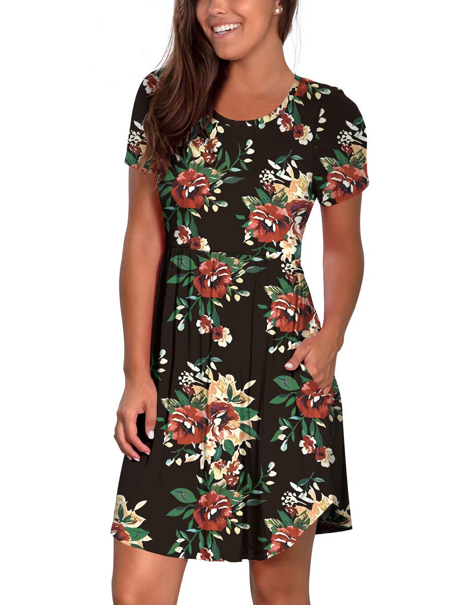 Nova In Sky Women's Casual Summer Dress - Short Sleeve Flowy Dress with Pockets for Beach, Vacation & Everyday Wear