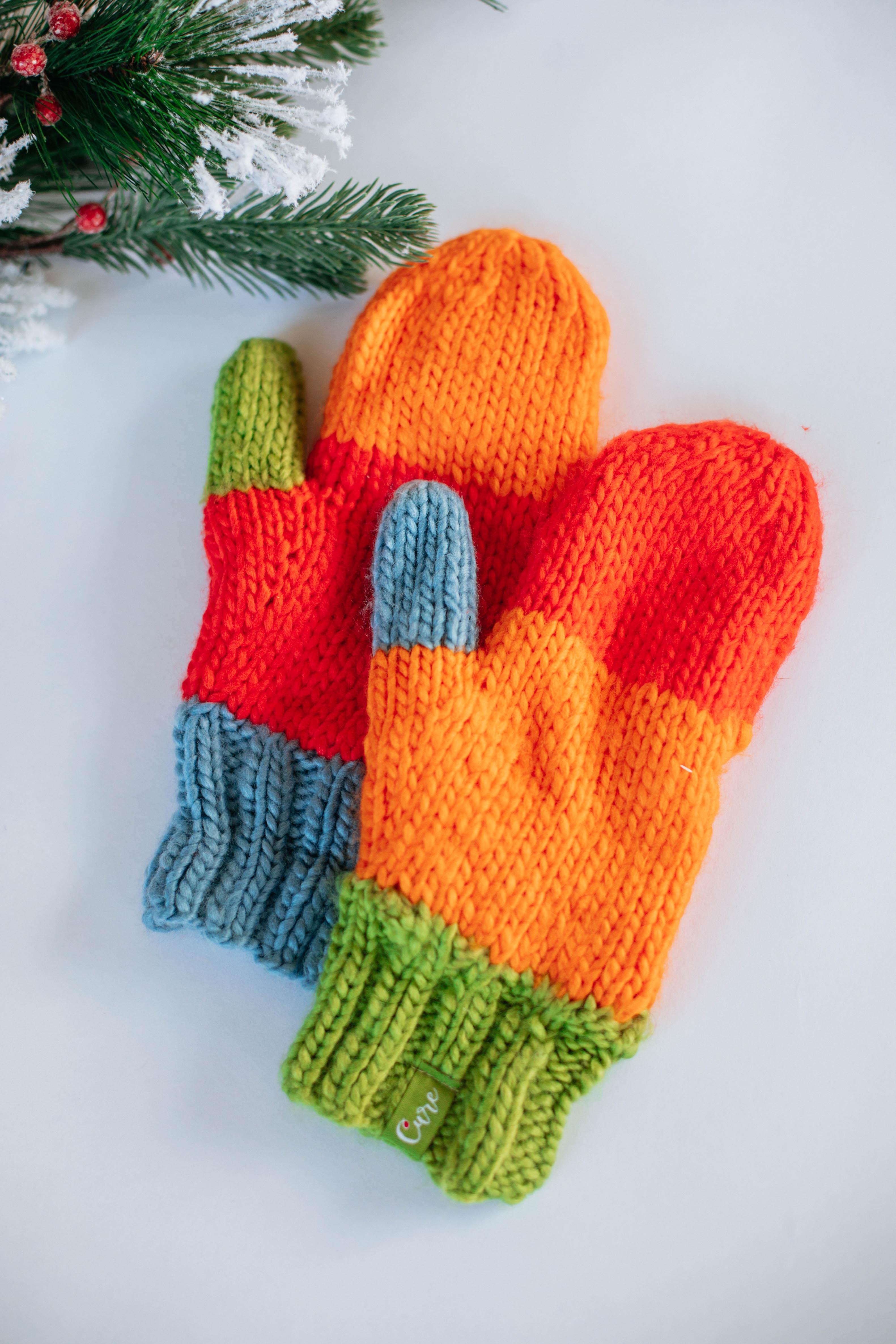 Chilly Greetings Mittens - Warm Winter Gloves for Women & Men, Soft Knit Tangerine Orange - Perfect for Snowboarding, Skiing & Outdoor Activities