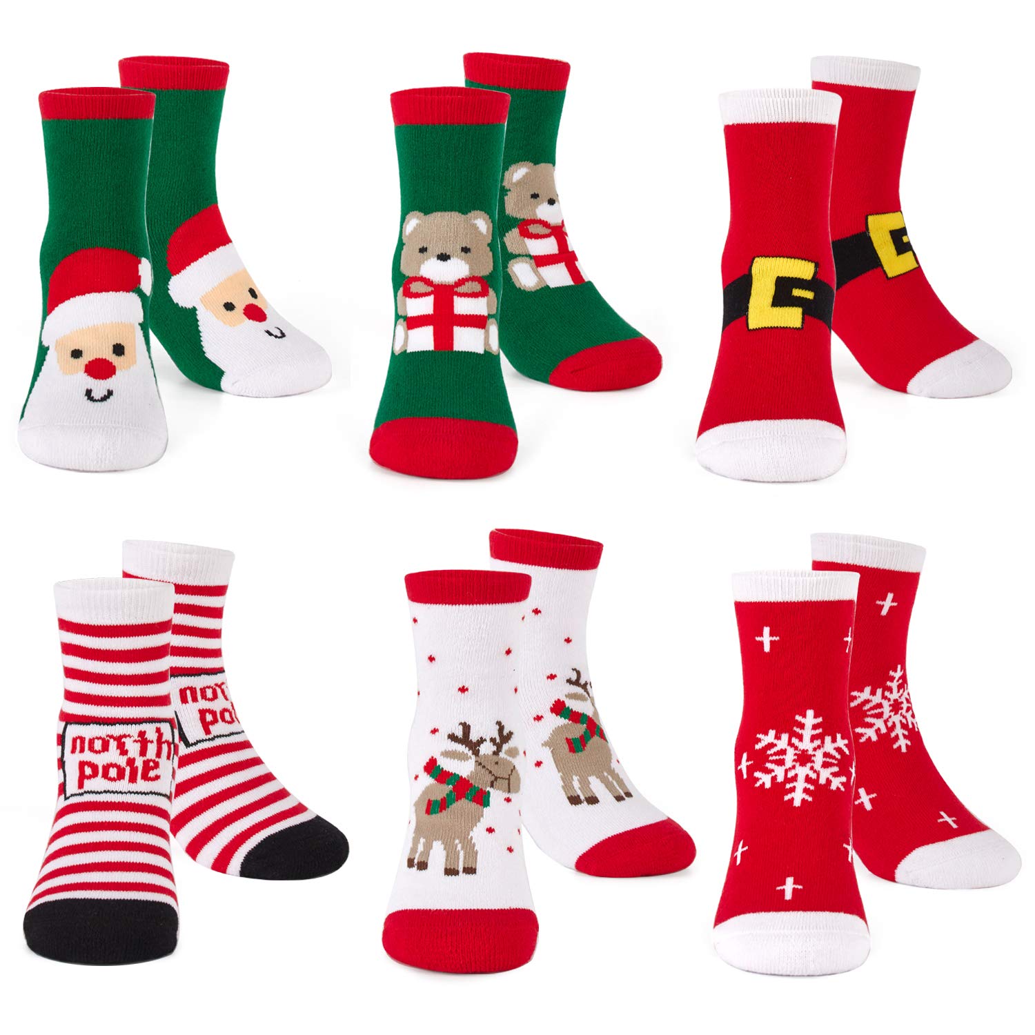 HowJoJo Boys & Girls Christmas Socks - Kids Warm Winter Thermal Cotton Crew Socks for Holiday Gifts, School & Family Gatherings