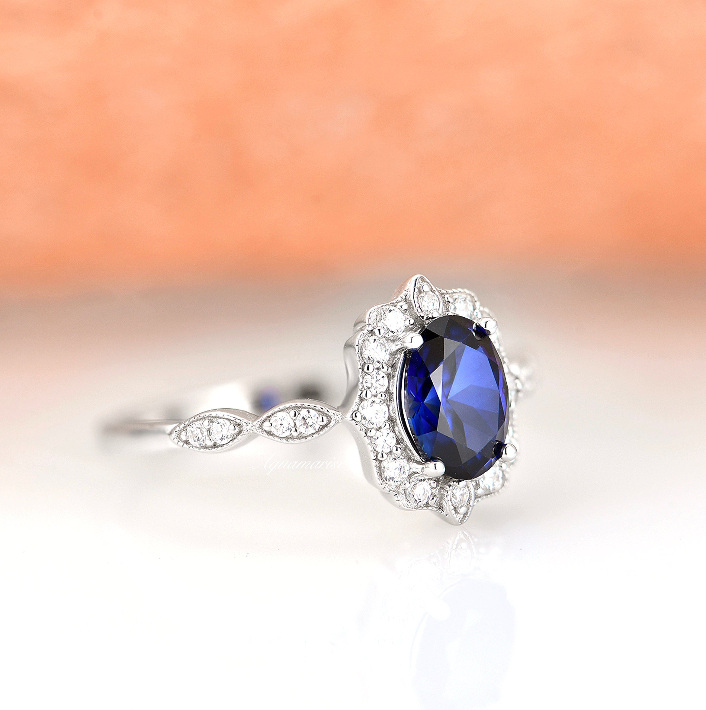 Ophelia Sapphire Ring for Women - Sterling Silver 925 Elegant Jewelry Gift for Anniversary, Engagement & Special Occasions