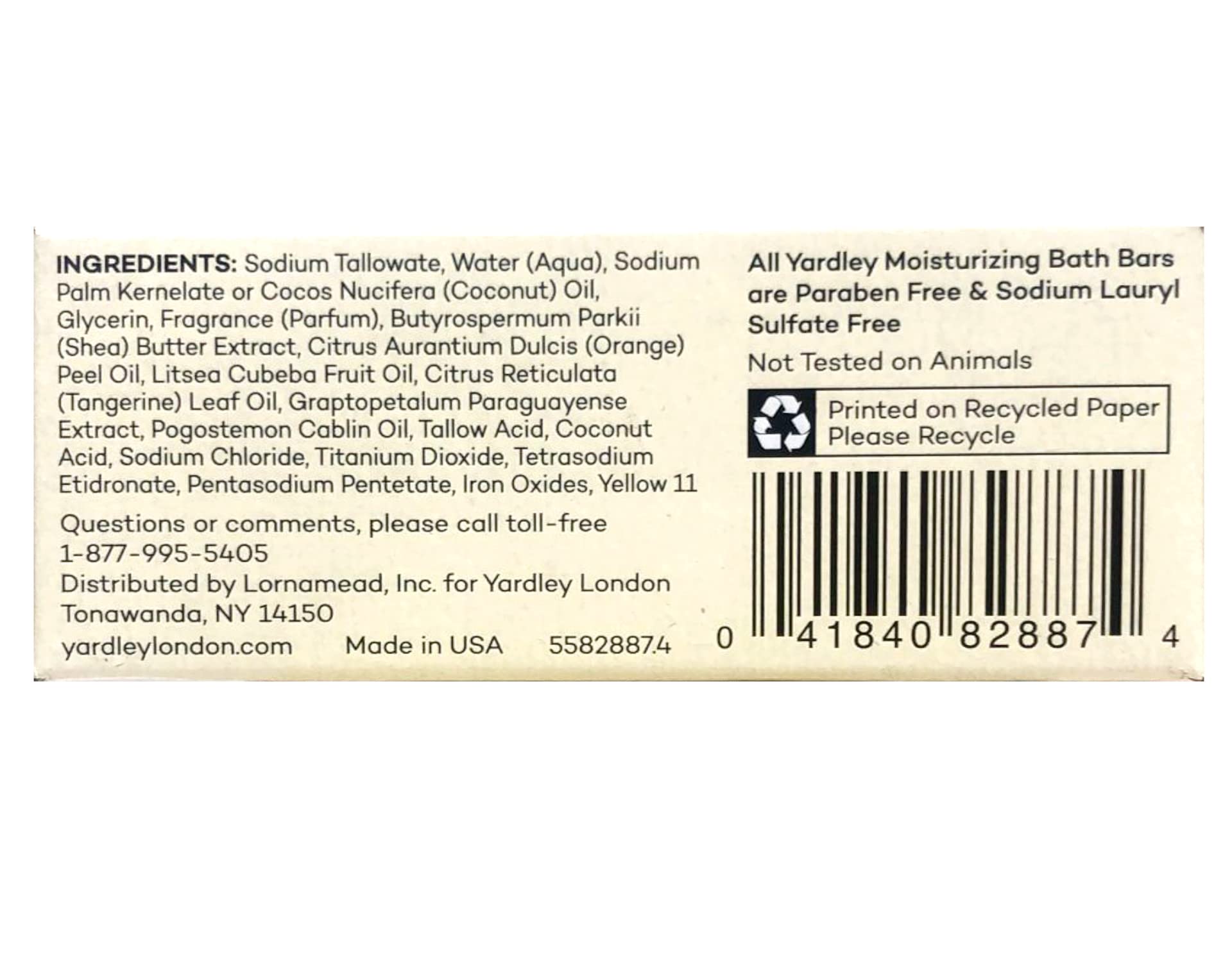 Yardley London Moisturizing Bath Bar Soap with Shea Butter & Pure Citrus Oils - Lemon Verbena Scent for Softening & Toning Skin - 4.0 oz (Pack of 2) - Perfect for Relaxing Baths & Spa Days