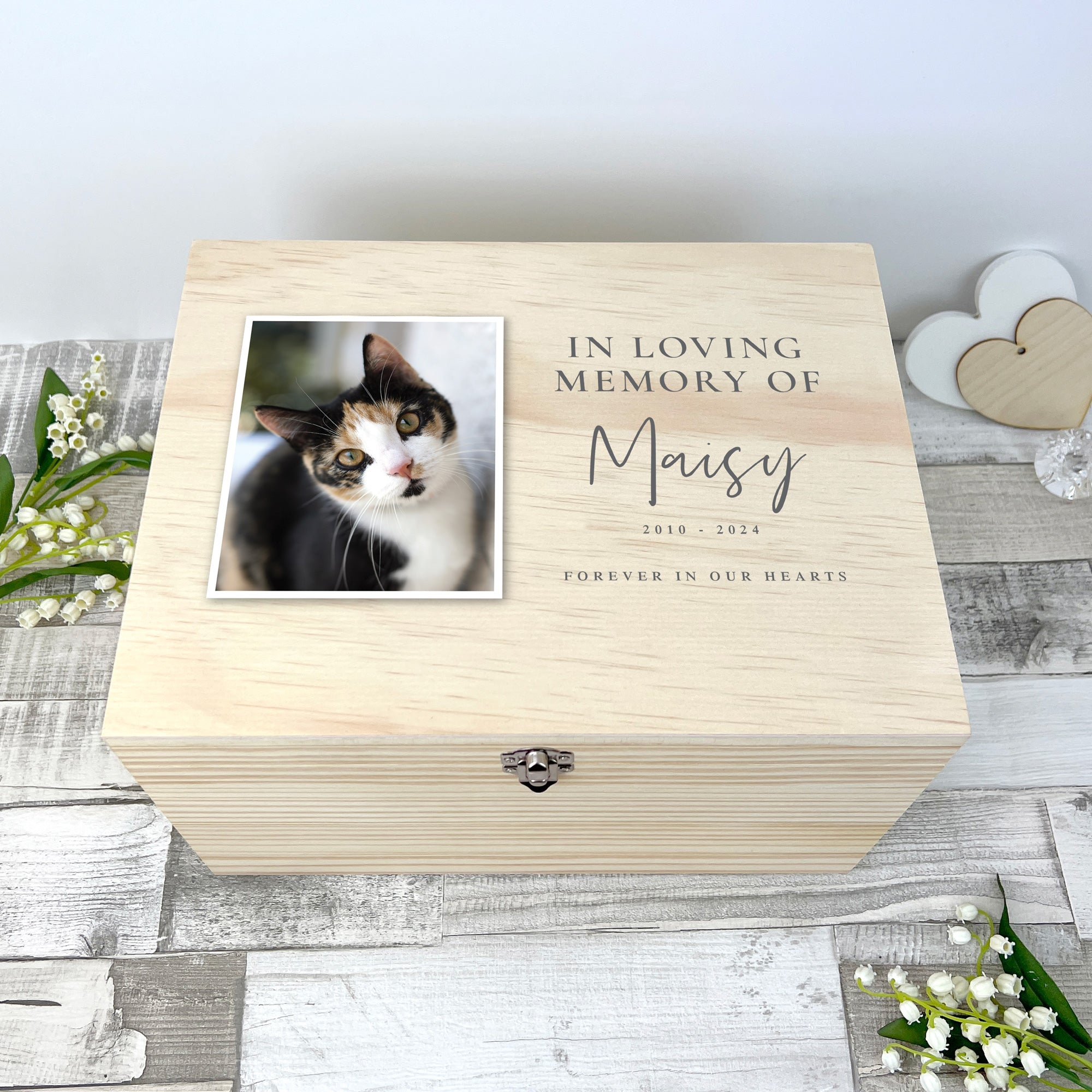 Personalized Pet Memorial Keepsake Box - In Loving Memory Photo Frame for Dogs & Cats - 5 Sizes (16cm, 20cm, 26cm, 30cm, 36cm) - Perfect for Pet Loss Remembrance & Home Memorial Display