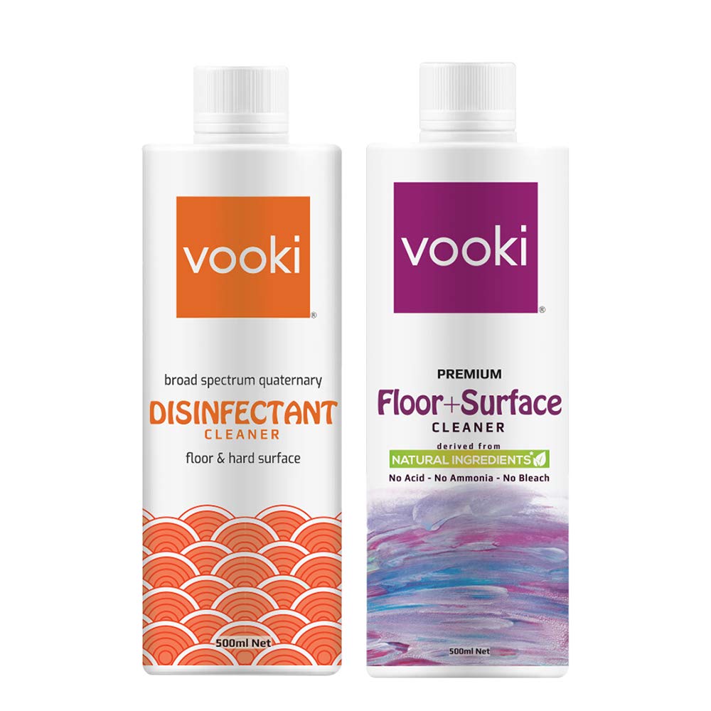 Vooki Eco-Friendly Disinfectant Floor & Surface Cleaner - Green Chemistry Formula (500ml, Pack of 2) for Home & Commercial Use | Safe for Kids & Pets, Ideal for Kitchens, Bathrooms & High-Traffic Areas