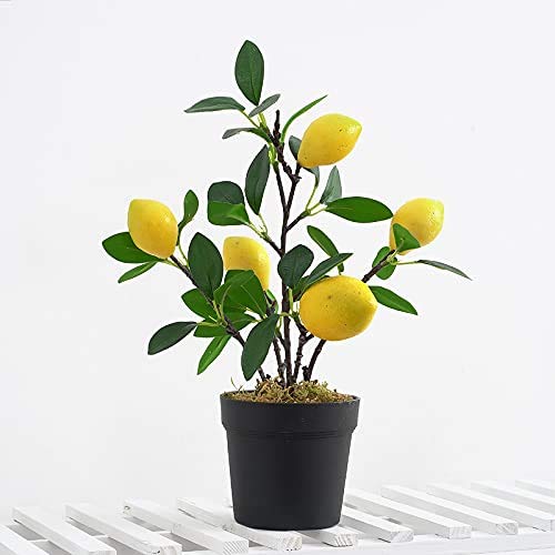 Artificial Potted Lemon Tree - Large Fake Pomegranate Plant for Home & Office Decor - Perfect for Living Room, Bedroom, Desk or Shelf Decoration