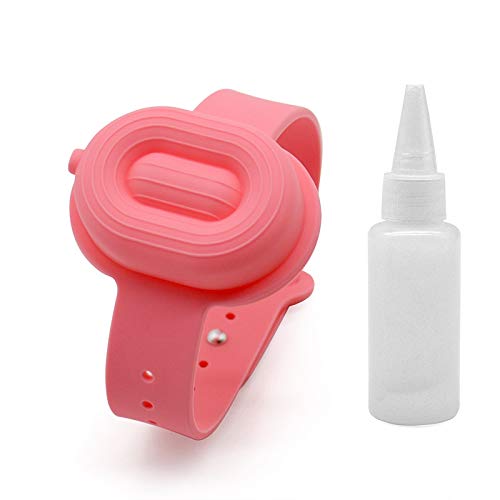 Refillable Adjustable Silicone Wristband Hand Sanitizer Dispenser for Kids & Adults - Portable Travel Hand Sanitizer Gel Bracelet for Outdoor Activities, Gym, School & Office (Pink)