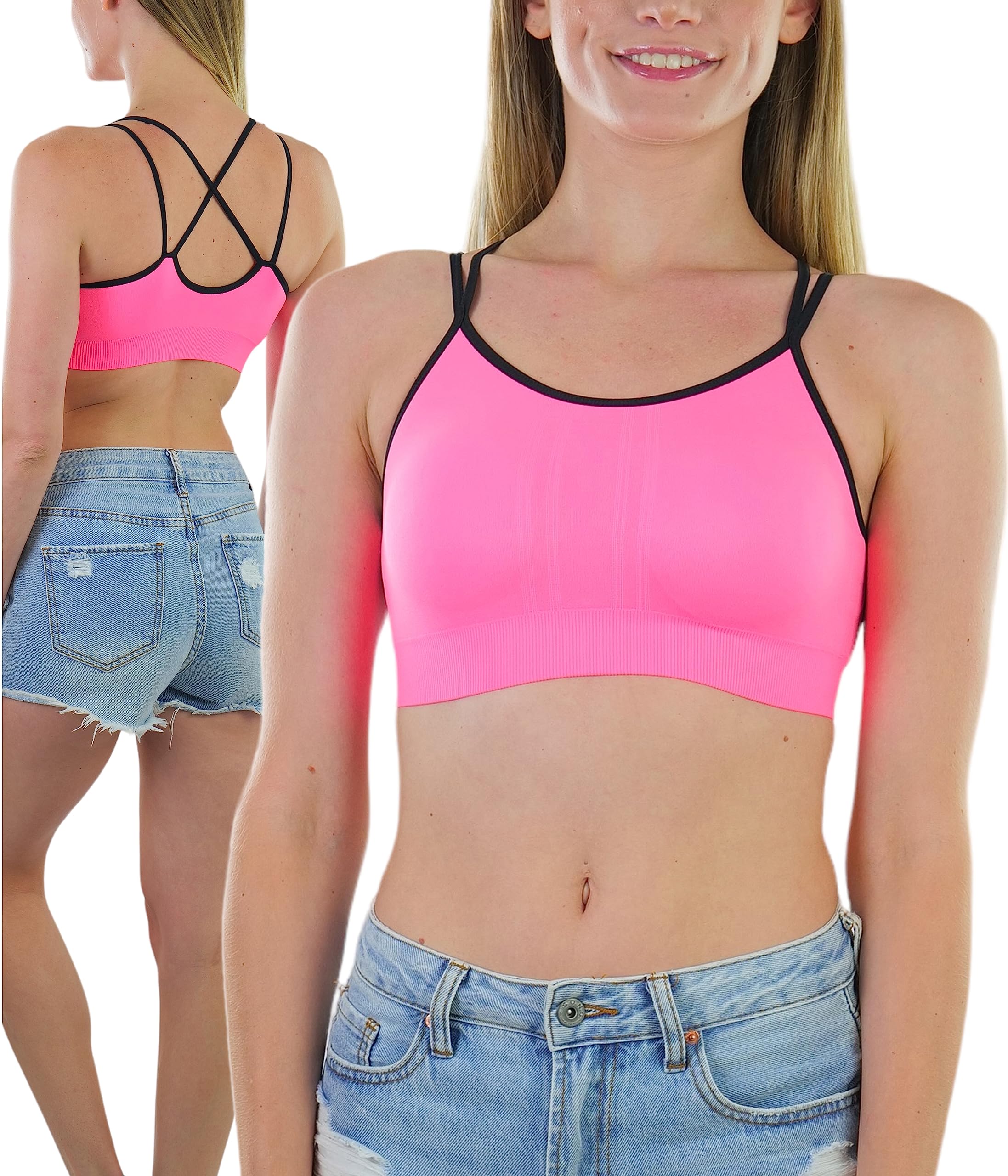 ToBeInStyle Women's Seamless Wire-Free Sports Bra & Bralette Set - Comfortable Support for Yoga, Gym & Everyday Wear