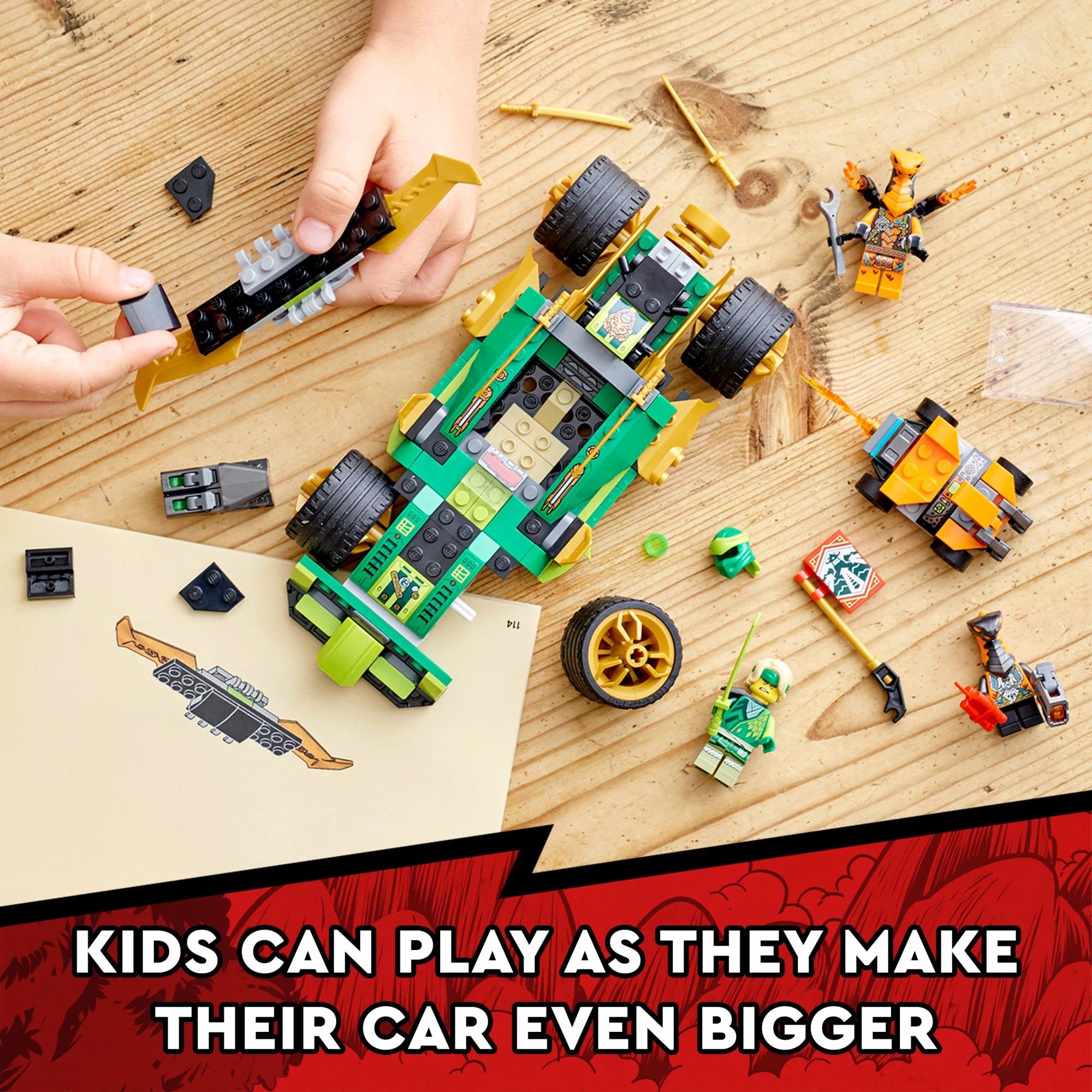 LEGO NINJAGO Lloyd's Race Car EVO 71763 Building Kit with Lloyd Toy Car & Snake Figures - 279 Piece Creative Construction Toy for Kids Ages 6+ - Perfect for Playtime, Birthday Gifts & Ninja-Themed Adventures