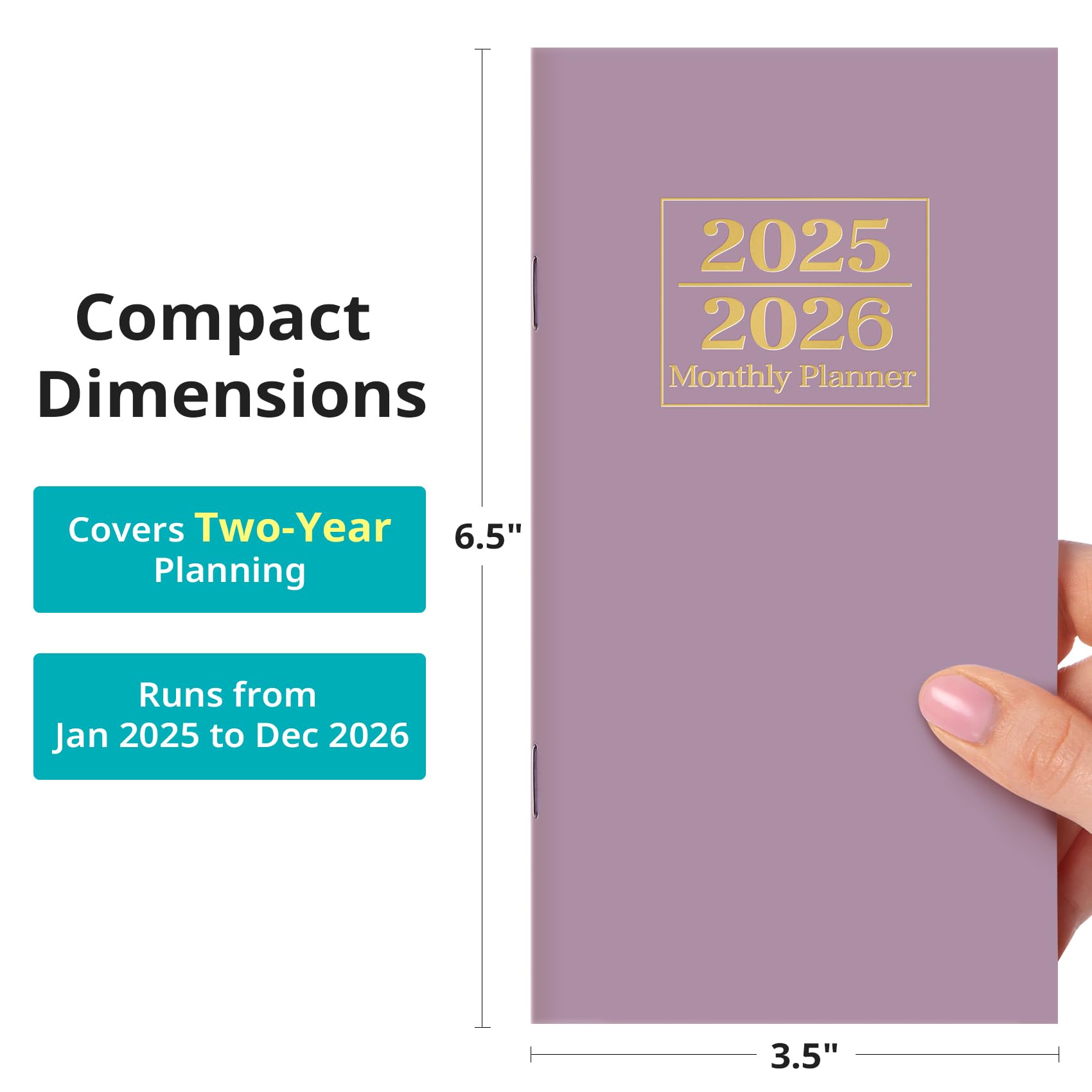 2025-2026 Mini Monthly Planner - 2 Year Pocket Calendar (Jan 2025-Dec 2026) - 6.5