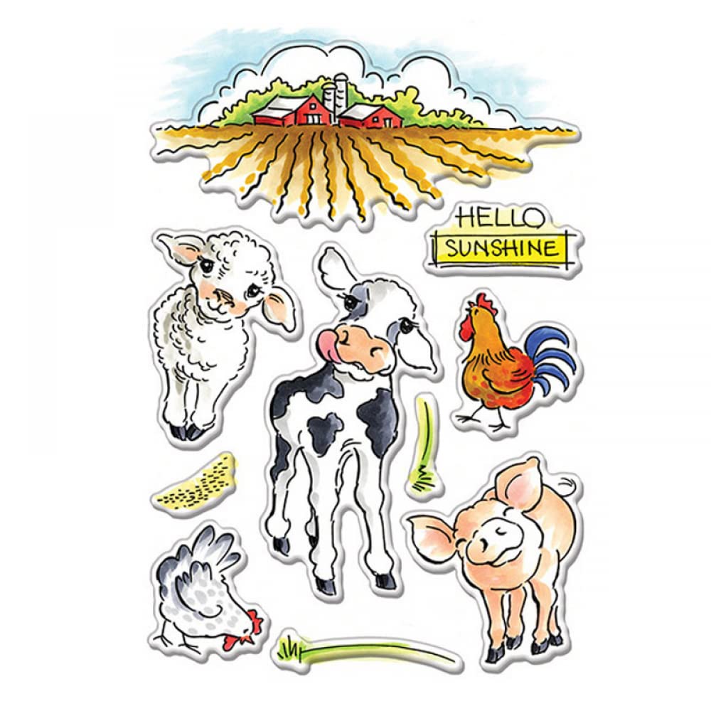 Farm Animal Silicone Stamps Set - Cows, Sheep, Pigs & Chickens for DIY Card Making, Scrapbooking, Paper Crafts - Transparent Rubber Stamps for Arts & Crafts, Photo Album Decor - Perfect for Farm-Themed Invitations, Journals & Home Decor Projects