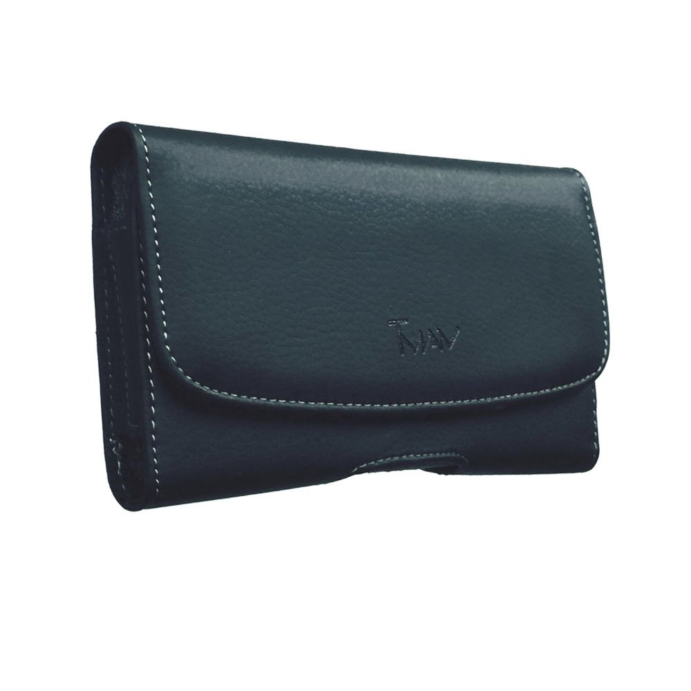 TMAN Leather Holster Pouch Case for ZTE Prestige - Compatible with Boost Mobile (Fits Phone with or without Skinny Skin Case) | Belt Clip Carry for Work, Travel & Outdoor Activities