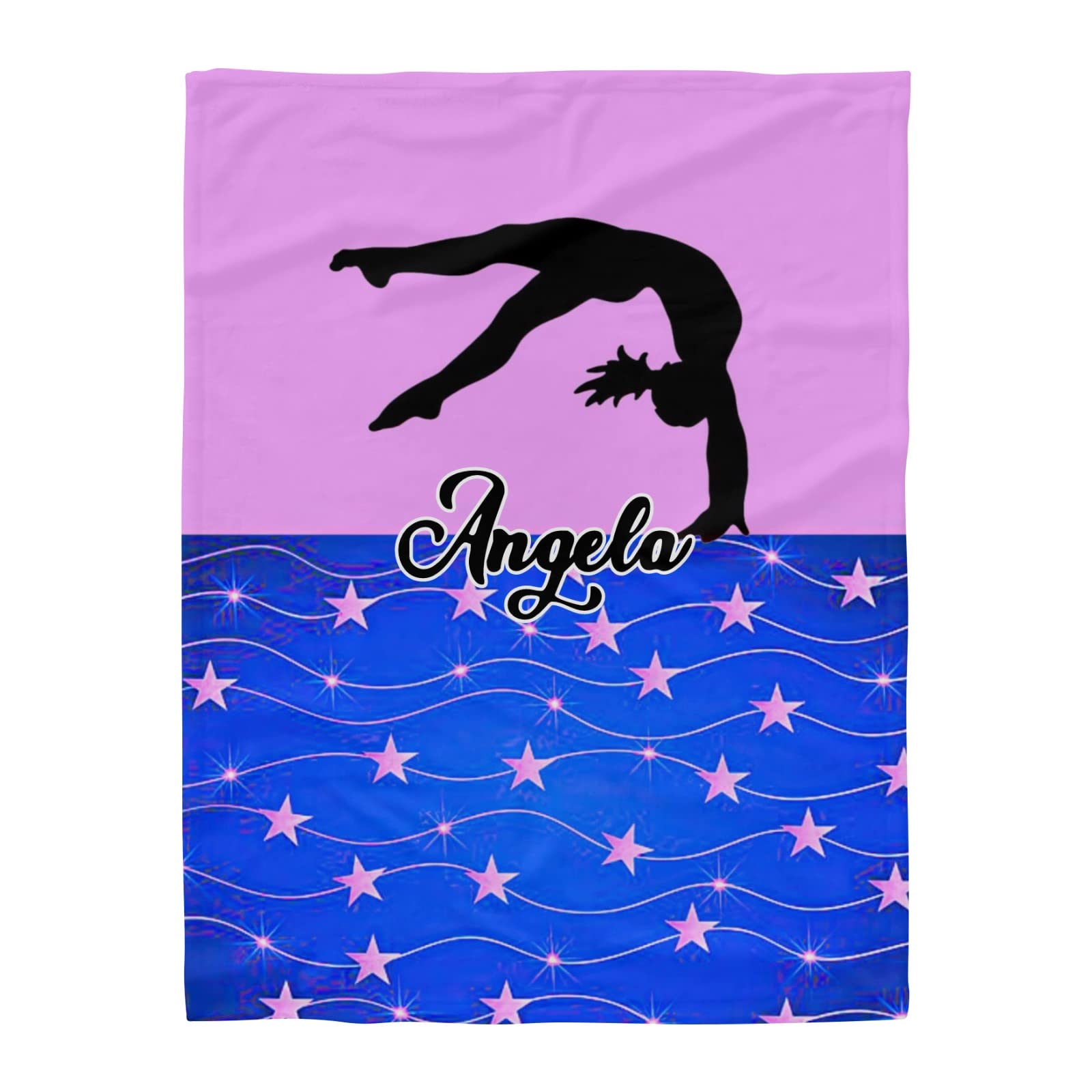 Custom Personalized Pink Star Gymnastic Girl Fleece Blanket with Name - 50x60 Inch Soft Throw Blanket for Bed, Sofa, Wedding Gifts - Perfect for Cozy Nights, Birthday Presents & Home Decor