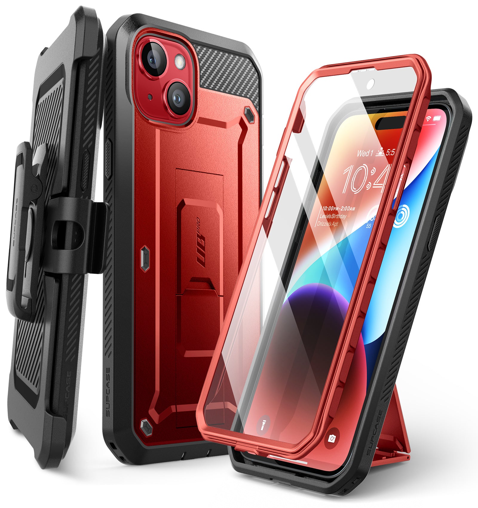 iPhone 15 6.1 Inch Unicorn Beetle PRO Heavy Duty Rugged Case - Shockproof & Drop Protection - Metallic Red - Perfect for Outdoor Adventures & Extreme Sports