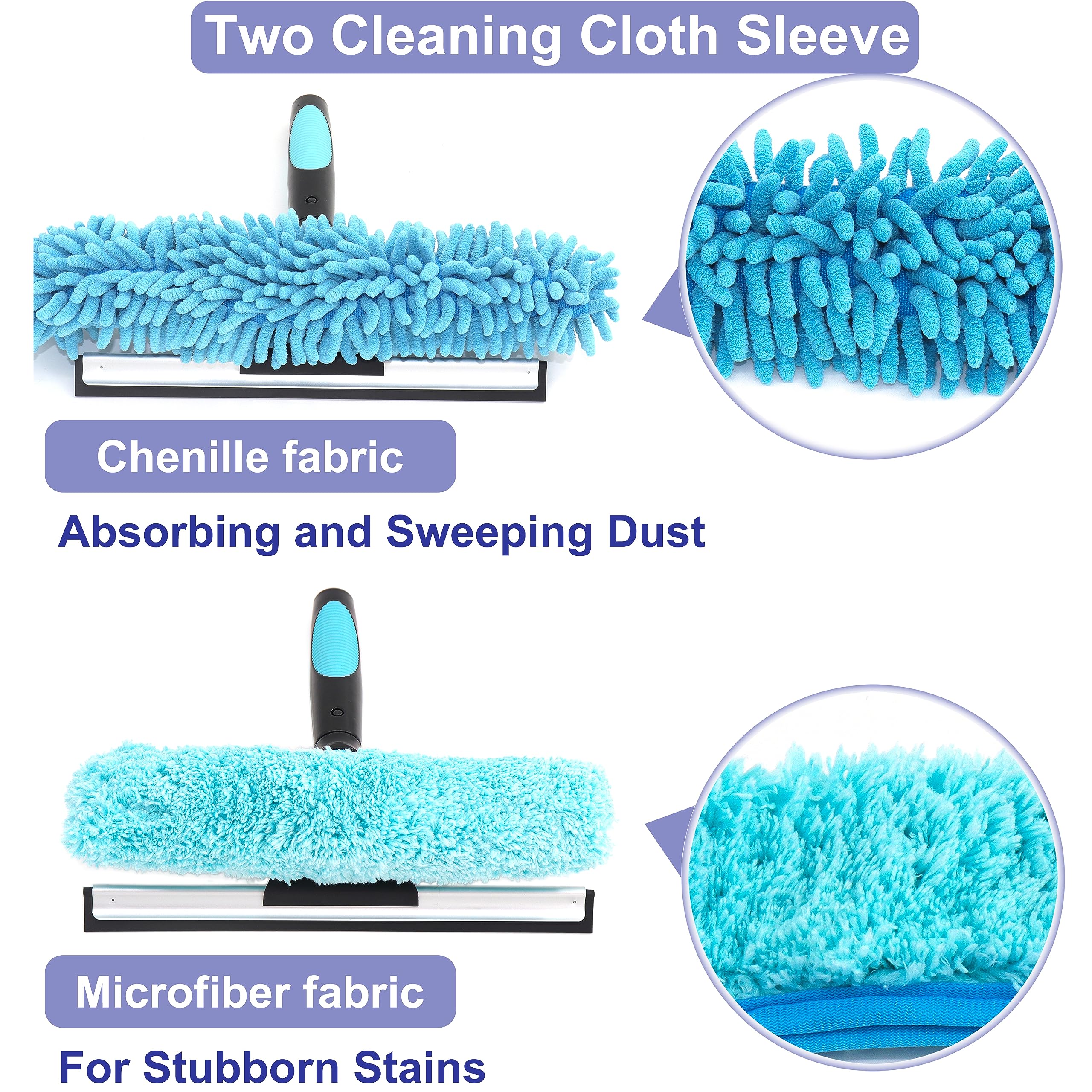 Rotatable 2-in-1 Window Cleaner with Pole - for Home & Car Glass Cleaning