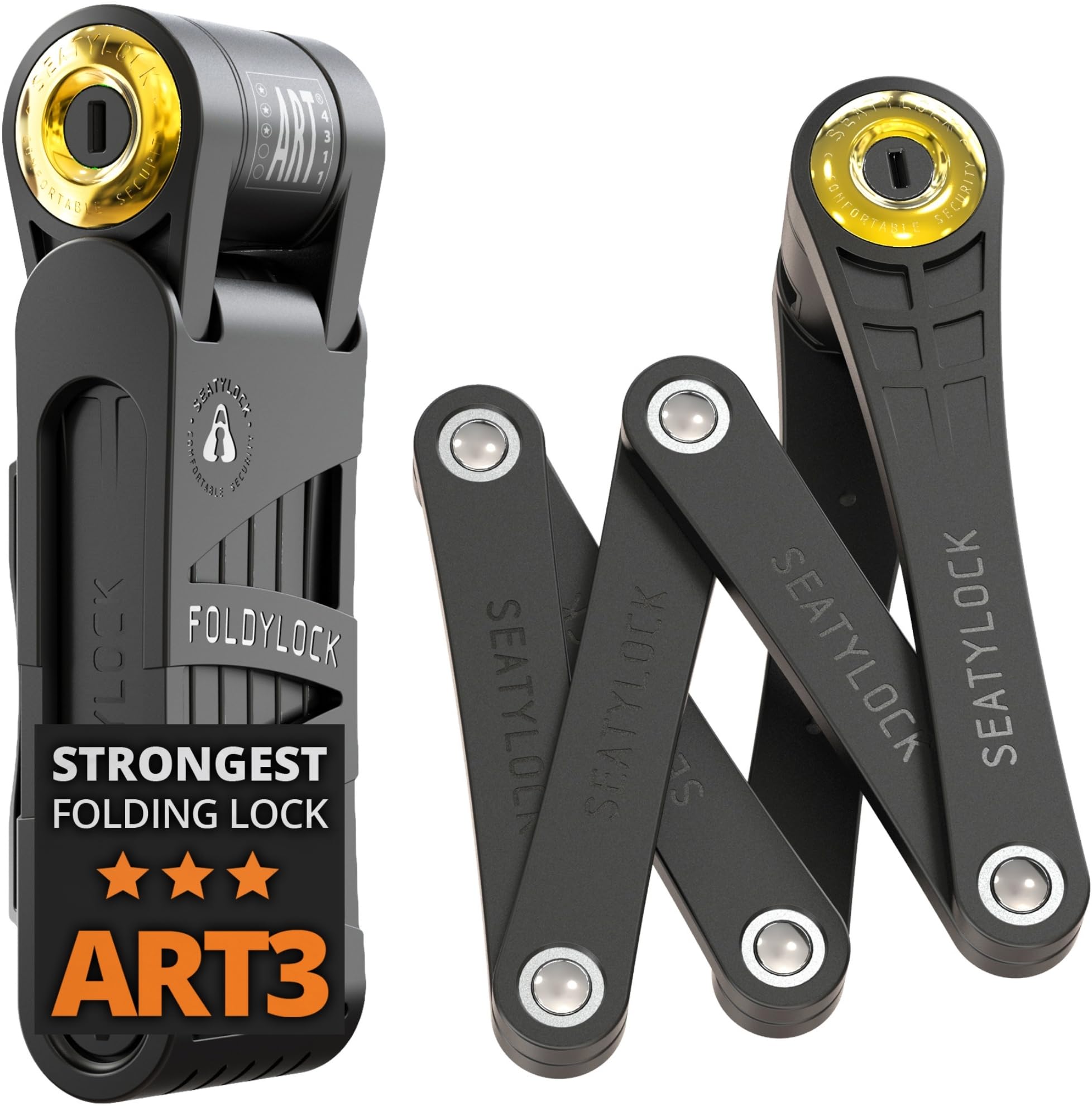 FoldyLock Forever Folding Bike Lock - High Security Sold Secure Gold Rated Bicycle Lock - Heavy Duty Anti-Theft Smart Guard with Keys (90cm/35.4in) - Perfect for Urban Commuting, Cycling Tours & Bike Parking