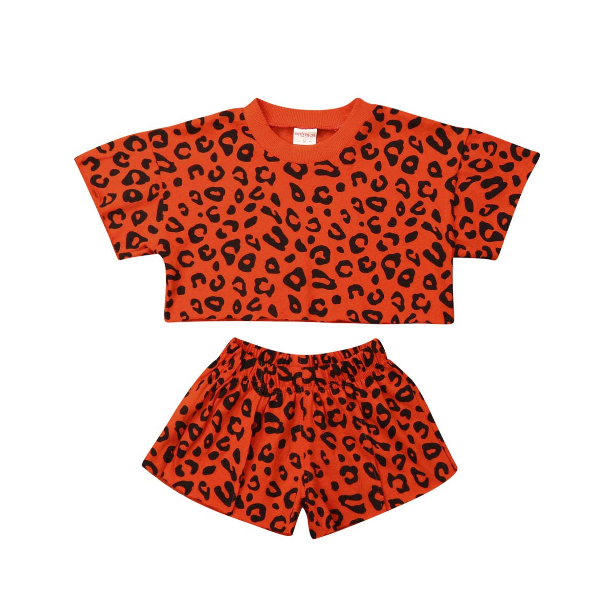 **Cute Leopard Print 2-Piece Outfit Set for Toddler Girls - Summer Crop Top & Shorts - Playtime & Outdoor Adventures**
