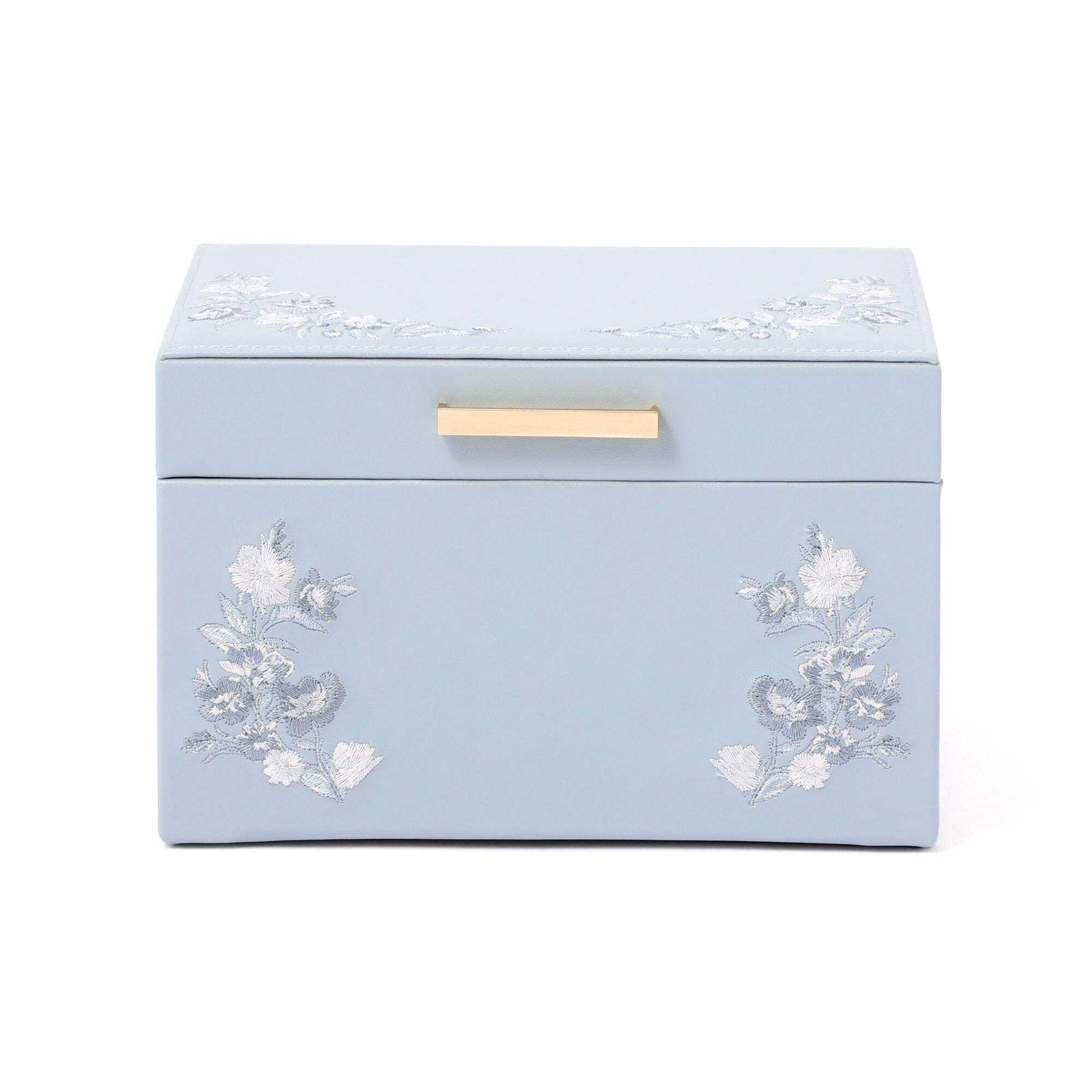 Exquisite Blue Floral Embroidery Jewelry Box - Small Handmade Storage Case for Rings, Earrings & Necklaces - Perfect for Travel, Gifting & Home Decor