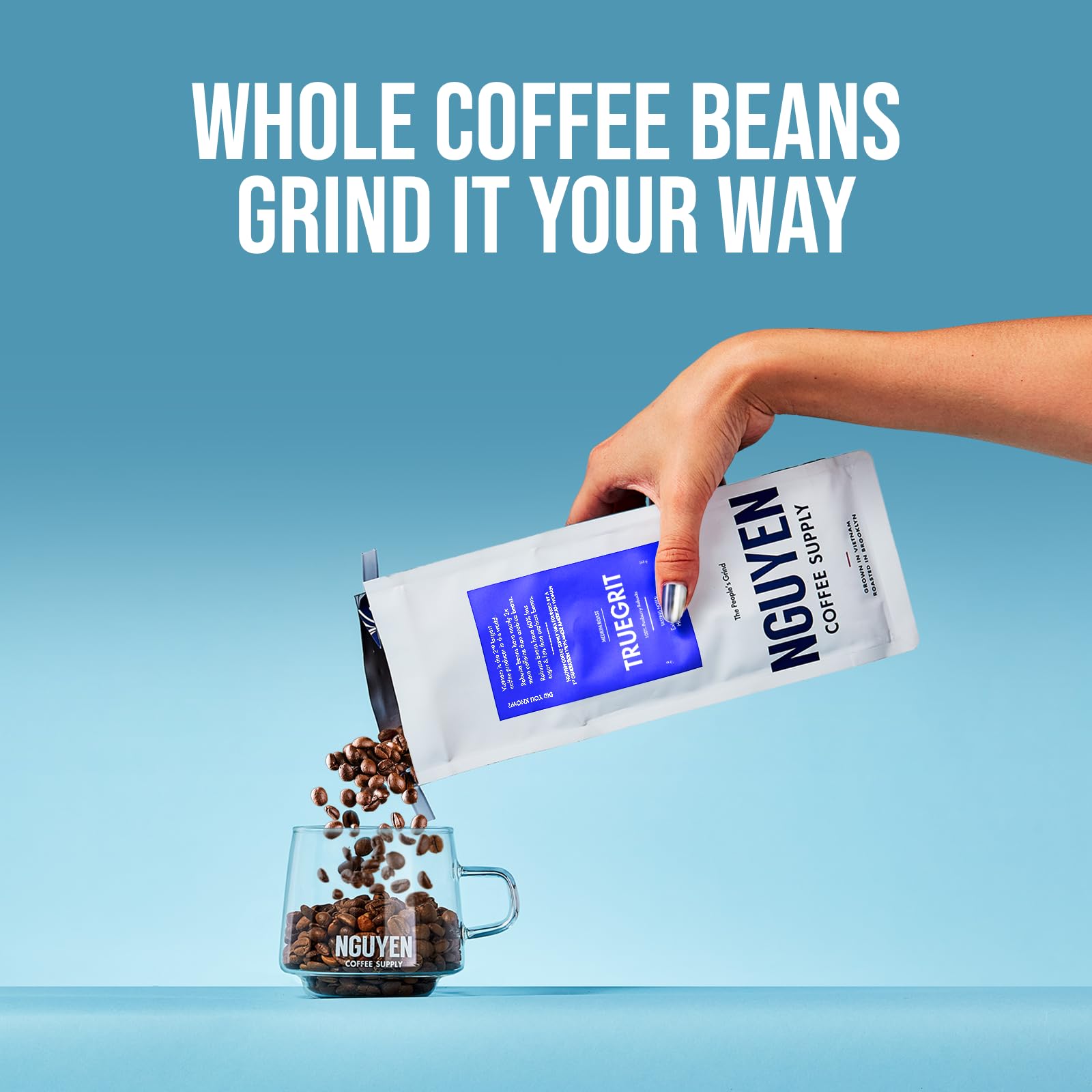 Nguyen Coffee Supply - Truegrit Robusta Medium Roast Whole Coffee Beans | Vietnamese Single Origin Direct Trade | Low Acid High Caffeine | Roasted in Brooklyn | 5 lb Bag | Perfect for Home Brewing, Office Use & Gifts