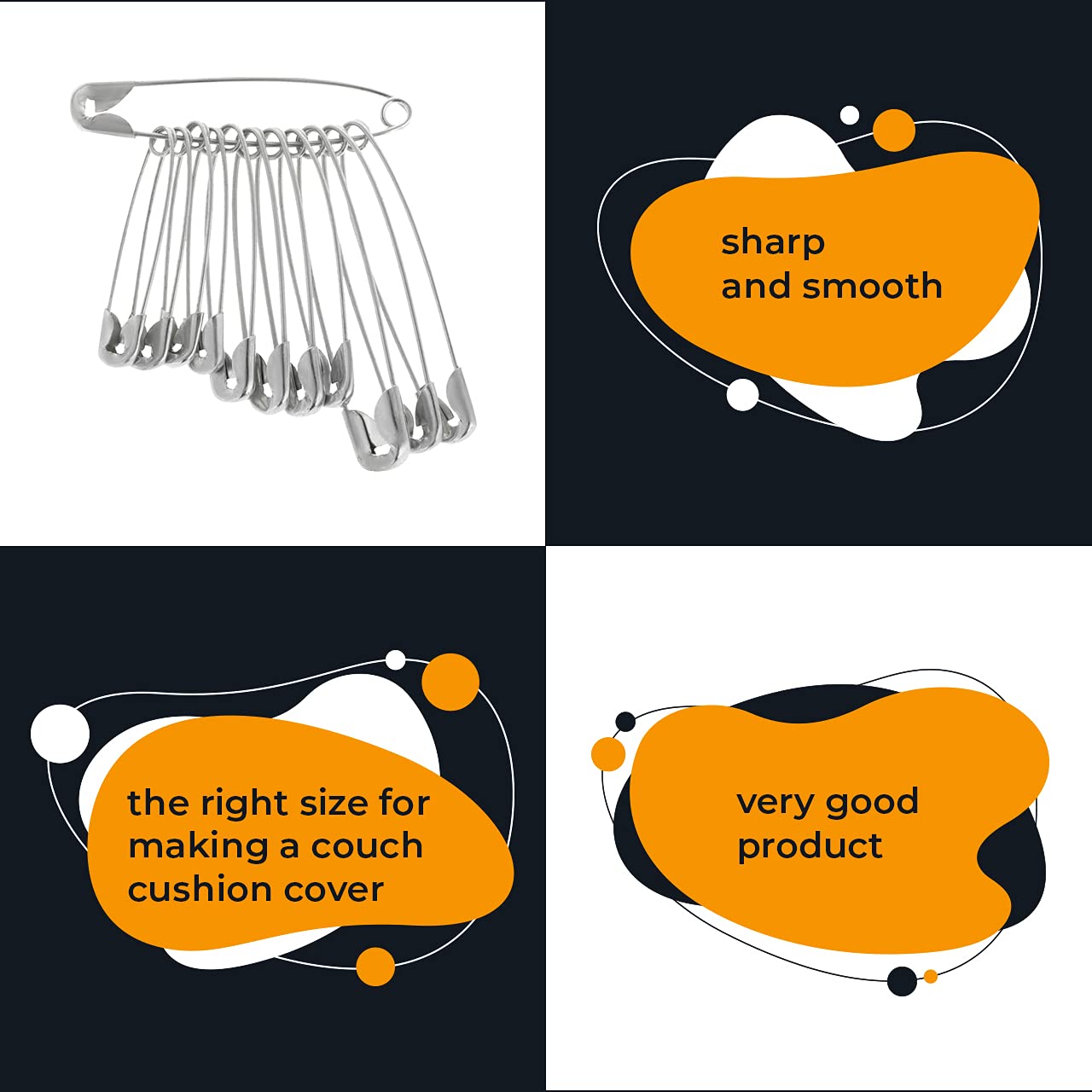 Rustic Metal Safety Pins for Quilting & Sewing - 36pc Kit for DIY Crafts