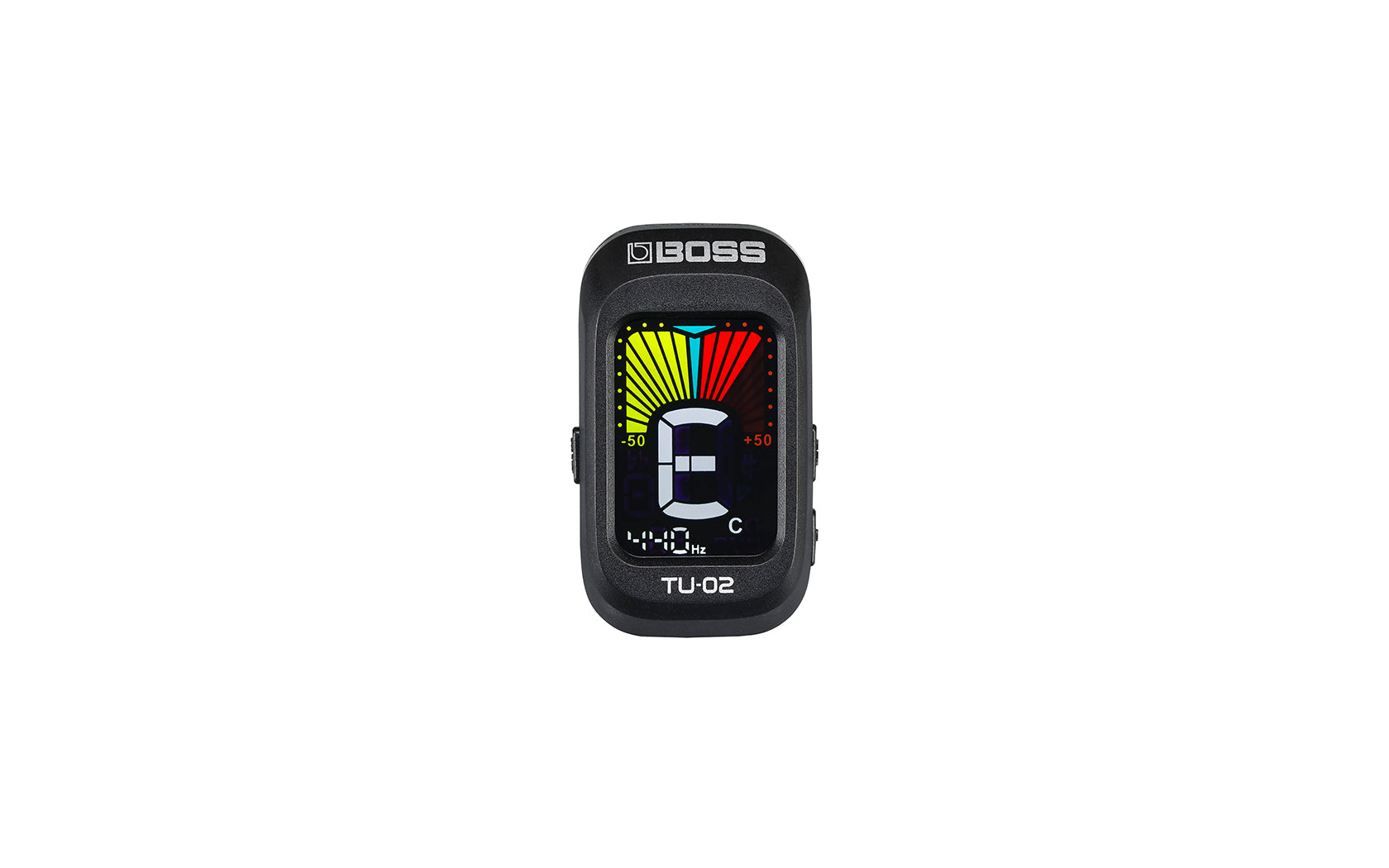 Boss TU-02 Clip-On Tuner for Guitar, Bass & Ukulele - High Contrast Color Display - Accurate & Easy-to-Use Chromatic Tuner - Perfect for Live Performances & Practice Sessions