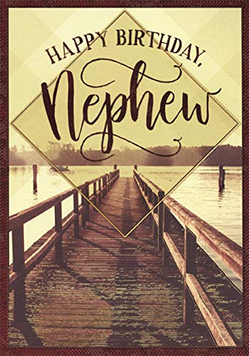 Religious Birthday Card for Nephew - Elegant Long Pier & Gold Foil Diamond Border Design | Perfect for Christian Celebrations, Baptisms & Special Occasions