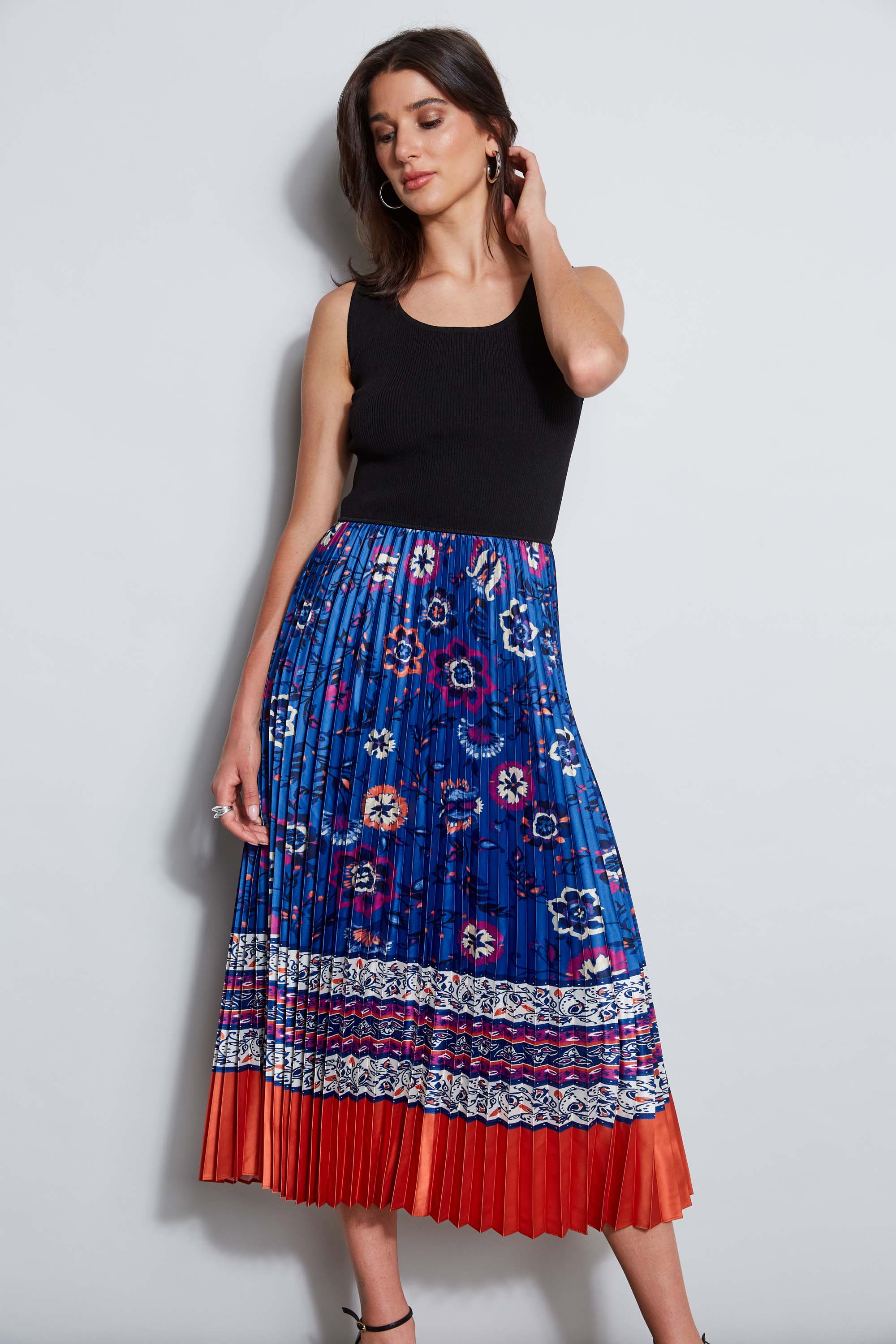 Elegant Twilight Pleated Dress for Women - Flowy A-Line Midi Dress for Casual Outings, Parties & Date Nights