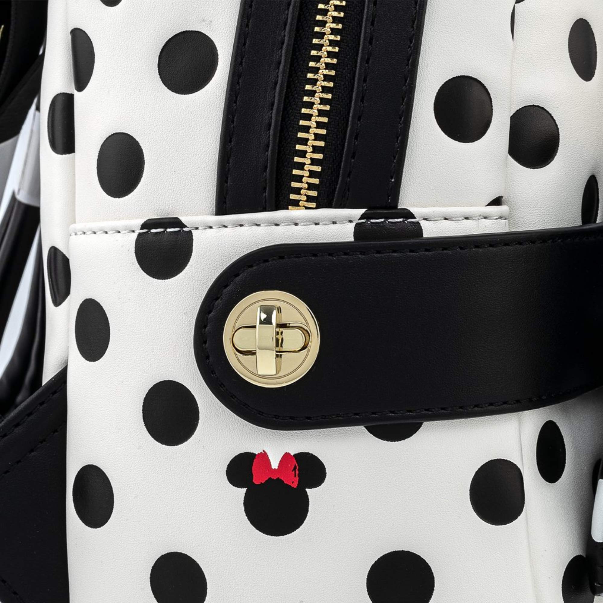 Disney Minnie Mouse Black & White Polka Dot Mini Shoulder Bag with Removable Waist Purse, 8.44