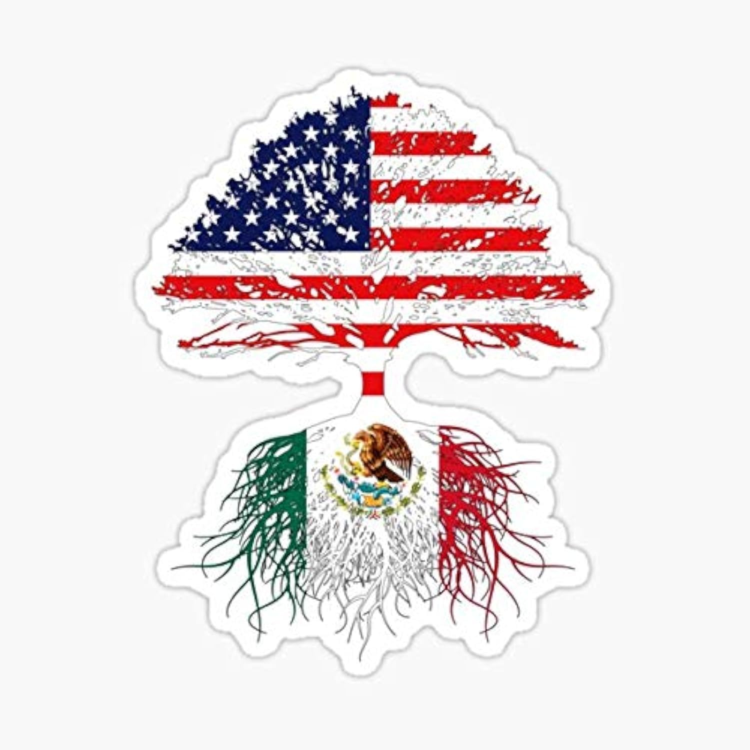 Mexican American Flag Stickers - Waterproof Decals for Cars, Laptops, Windows | Authentic Mexico Grown Art Design for Men, Women, Kids & Family | Perfect for Home Decor, School Projects & Travel Accessories