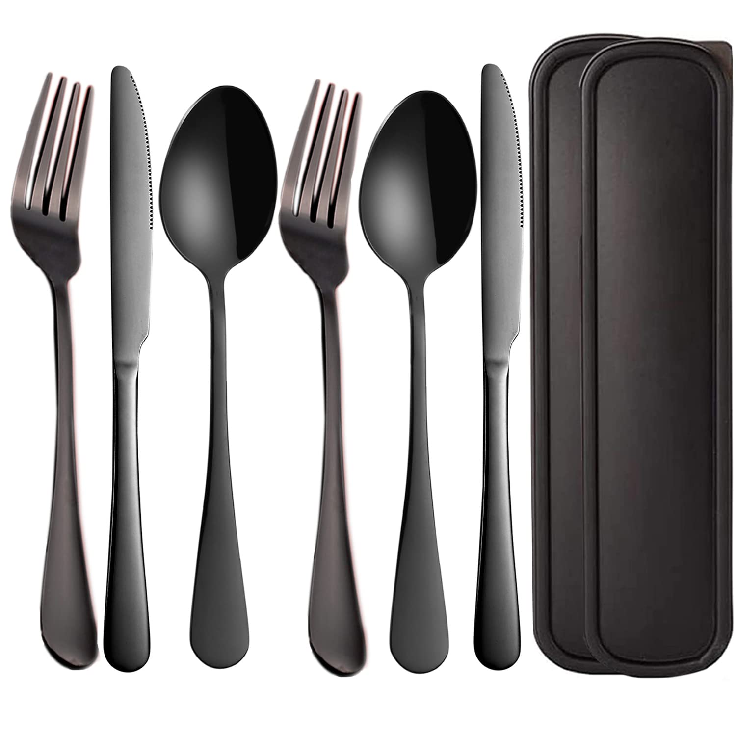 Portable Stainless Steel Utensil Set with Case - Reusable Fork, Spoon, Knife for Travel, Office, Camping | Dishwasher Safe Cutlery for Lunch Box & Picnic | Eco-Friendly Flatware for On-the-Go Meals