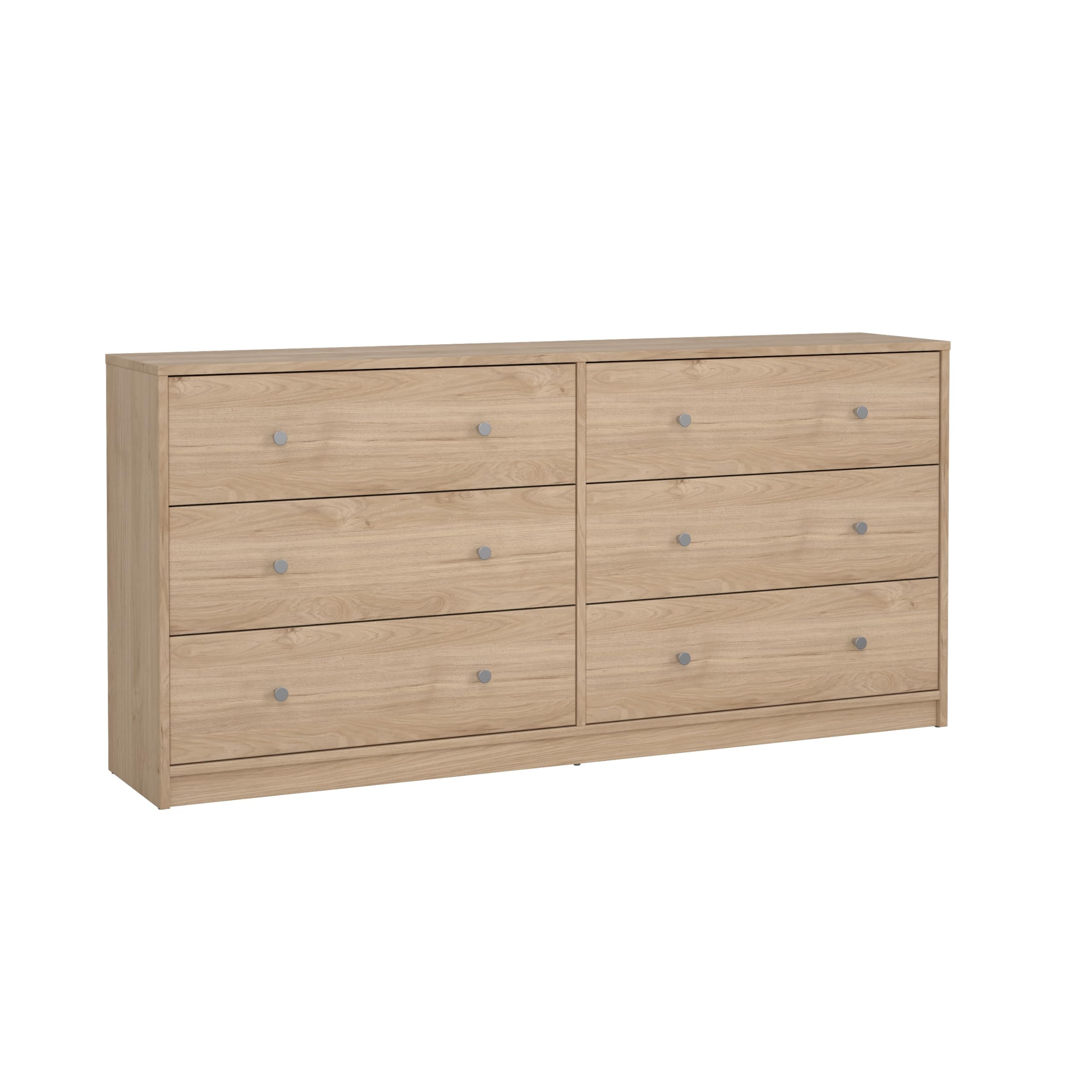 Tvilum 6-Drawer Double Dresser in Jackson Hickory Finish - Stylish Bedroom Storage for Clothes & Accessories