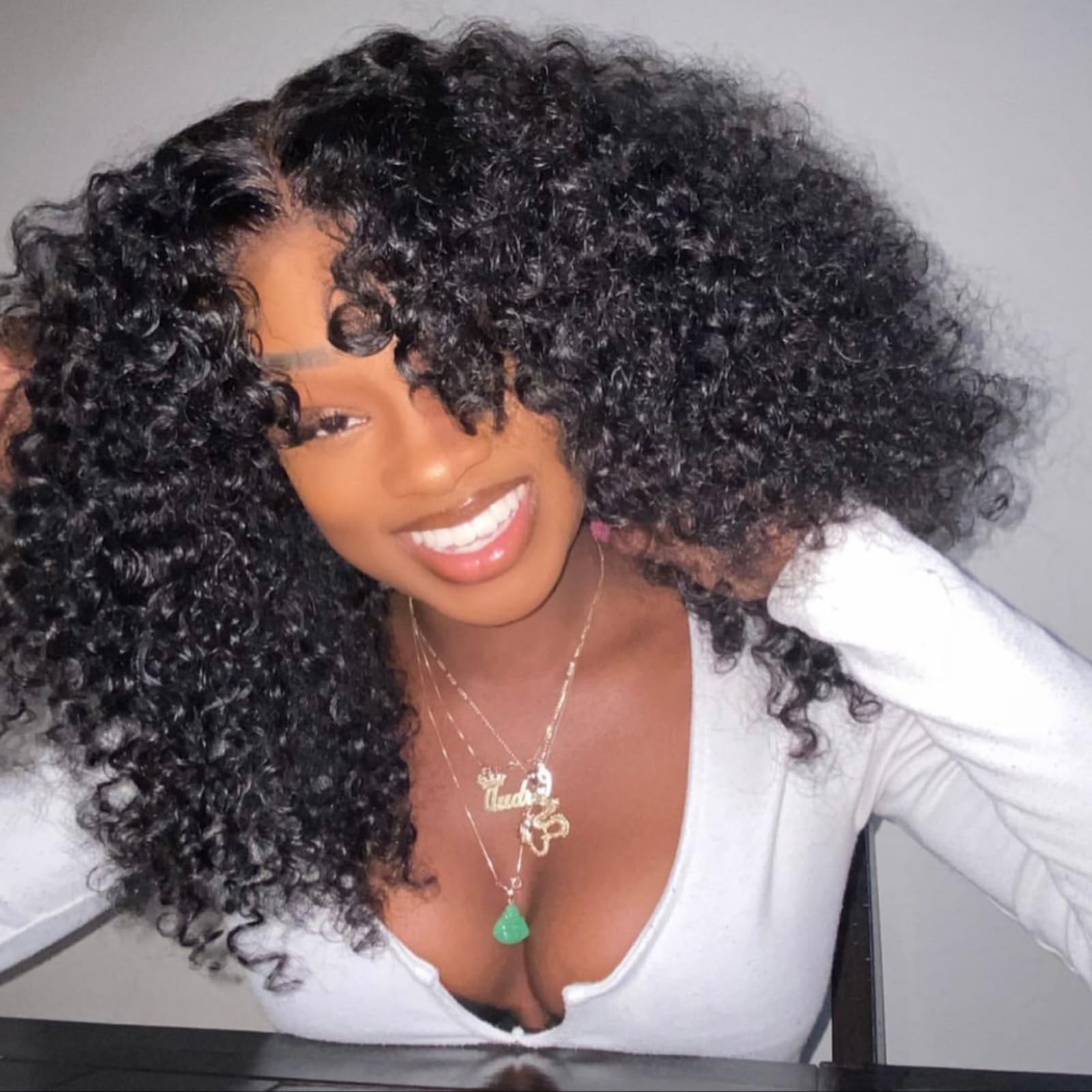 Asteria 7x4 Pre Cut Glueless Human Hair Wig - 18 Inch Bleached & Pre Plucked Lace Closure Curly Wig for Women | Ready to Wear | Perfect for Daily Wear, Parties & Special Occasions