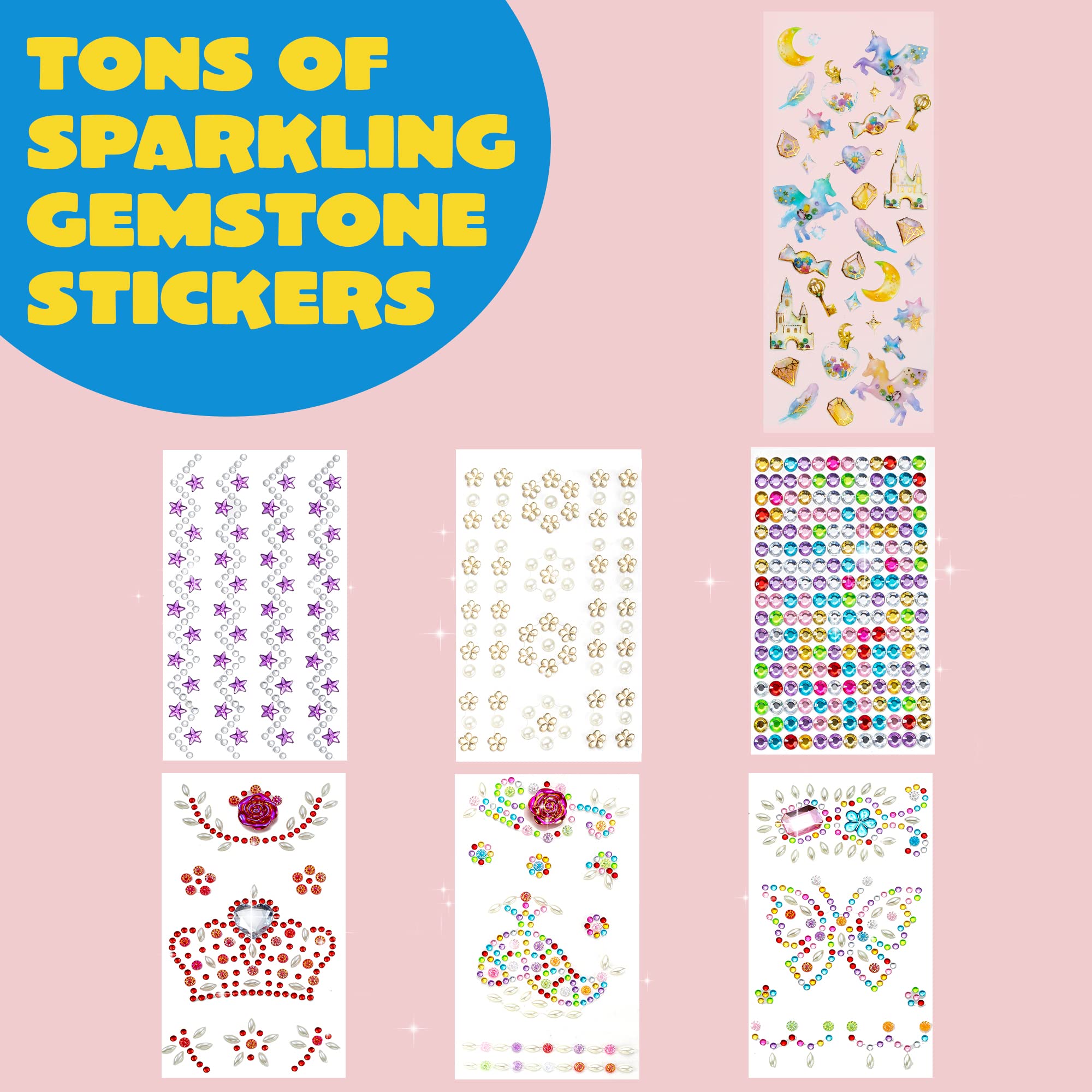 Klever Kits DIY Baseball Cap Decoration Kit - 7 Sheets of Sparkling Gems & Stickers, Creative Arts and Crafts for Kids, Fun DIY Activity Toy for Girls & Boys - Perfect for Birthday Parties, Summer Camps & Creative Playtime