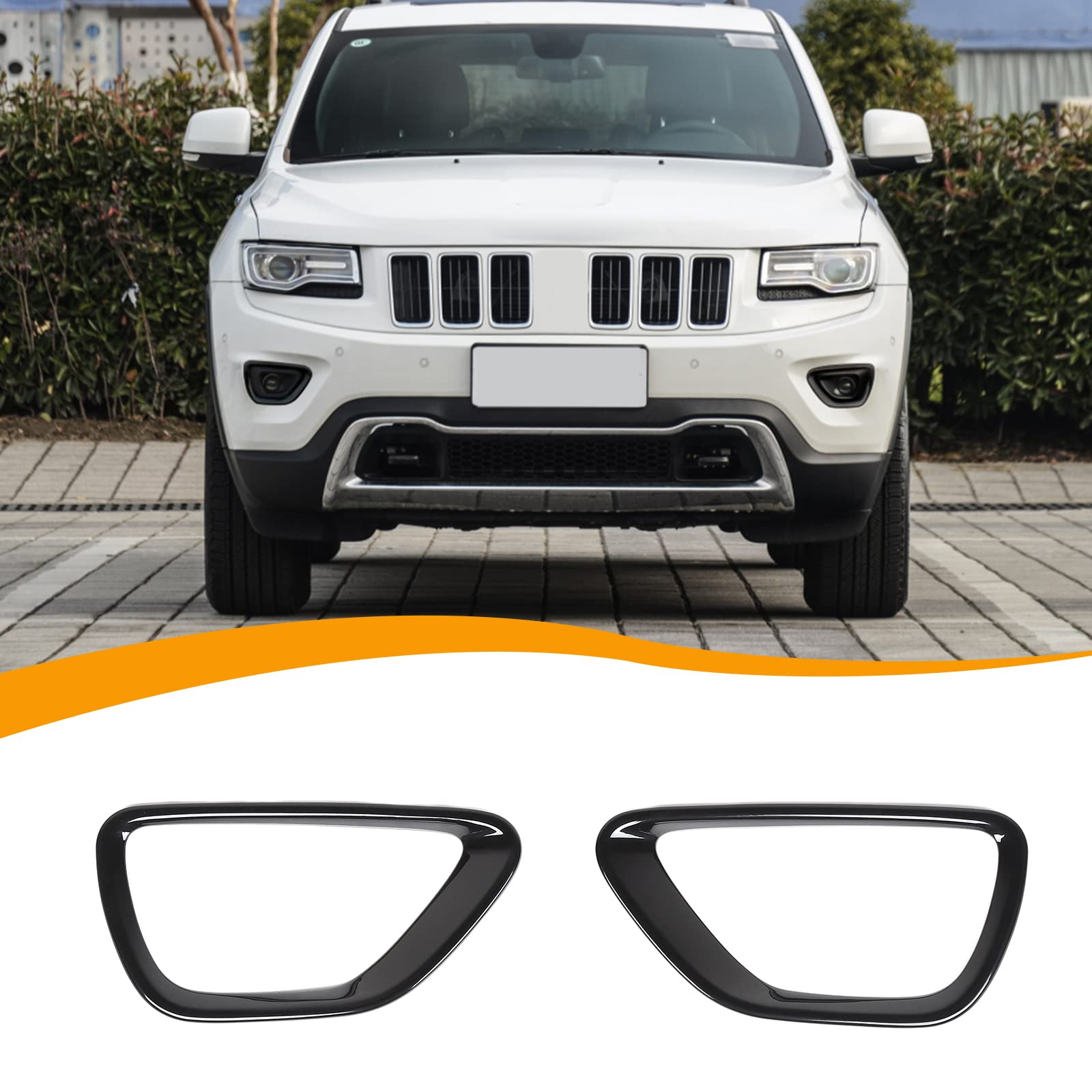 Hoolcar Front Fog Lights Cover Fog Lamp Frame Trim Replacement for 2014-2016 Jeep Grand Cherokee - Black | Durable Protection for Off-Road & Night Driving