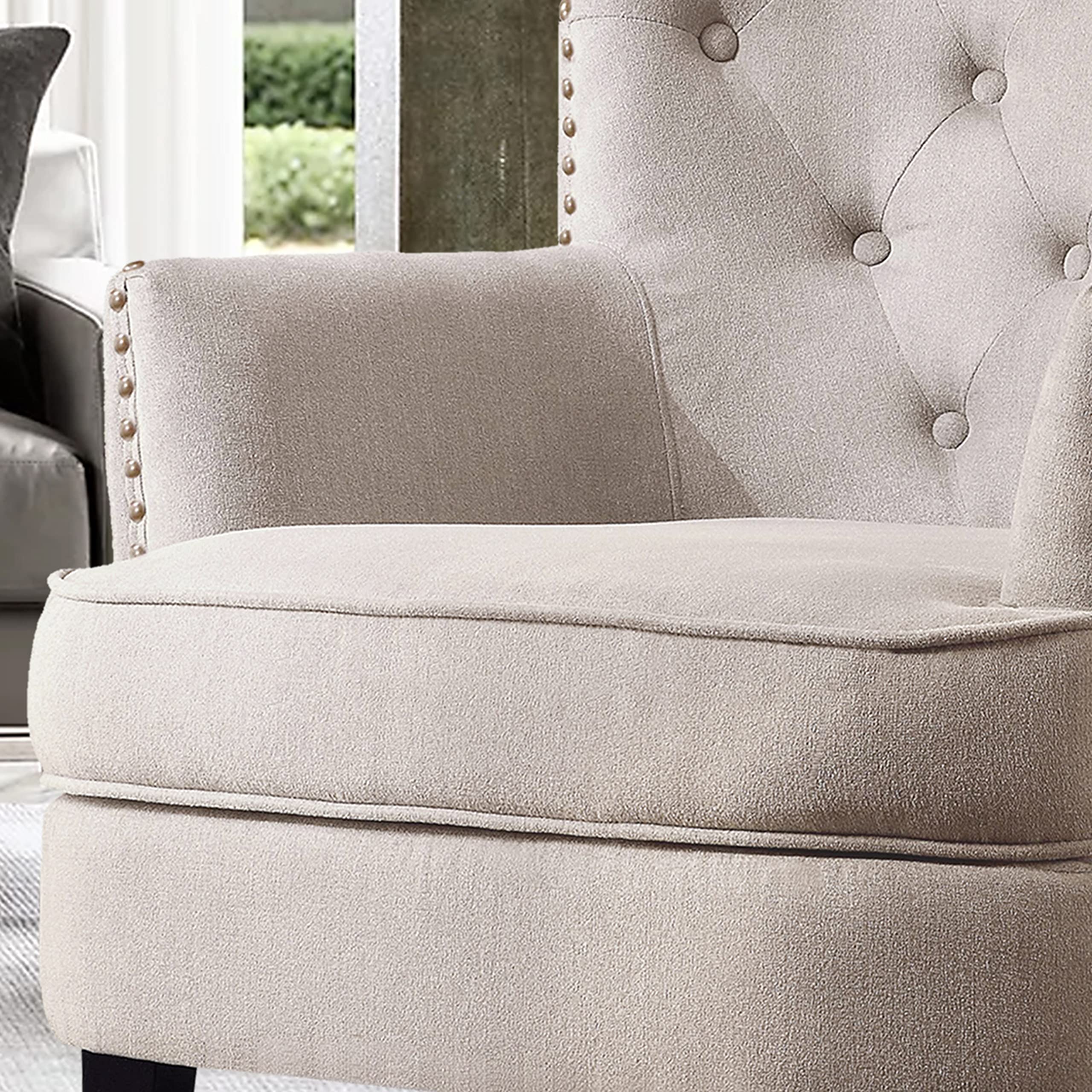 Rosevara Atlas Mid-Century Modern Accent Chair - Upholstered Lounge Armchair with Soft Cushion, Tufted Design for Living Room & Bedroom - Cozy Small Space Seating for Apartments, Reading Nooks & Home Offices