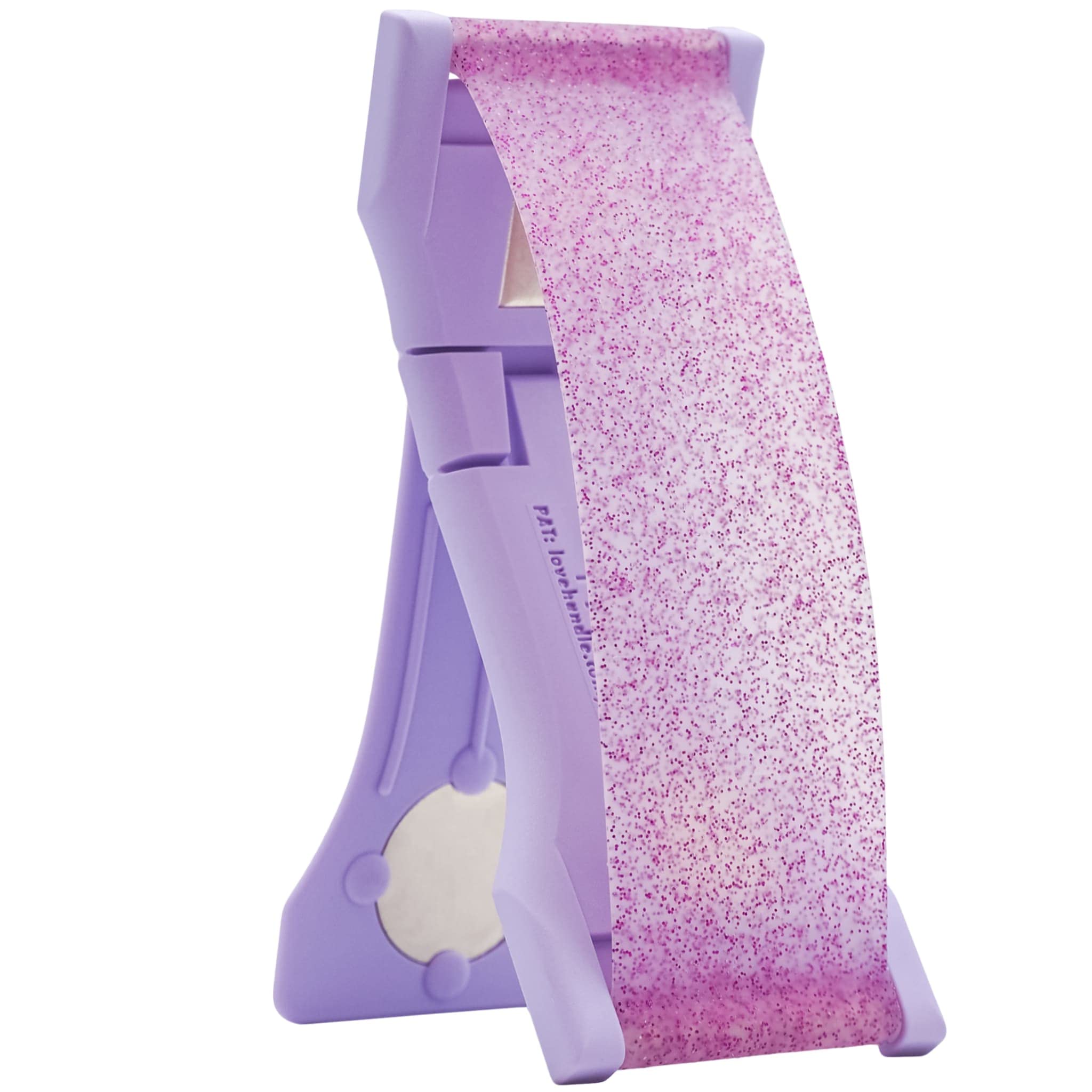 LOVEHANDLE PRO Premium Phone Grip - Magnetic Phone Holder & Kickstand for iPhone, Samsung, Smartphones & Tablets - Amethyst Glitter Silicone Strap - Perfect for Driving, Workouts & Hands-Free Use