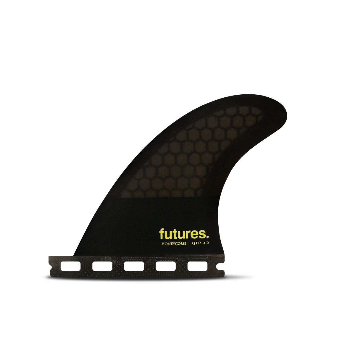 FUTURES QD2 4.0 Honeycomb Quad Rear Fin Set - Smoke Black Yellow - Medium Size for Surfing & Performance Wave Riding